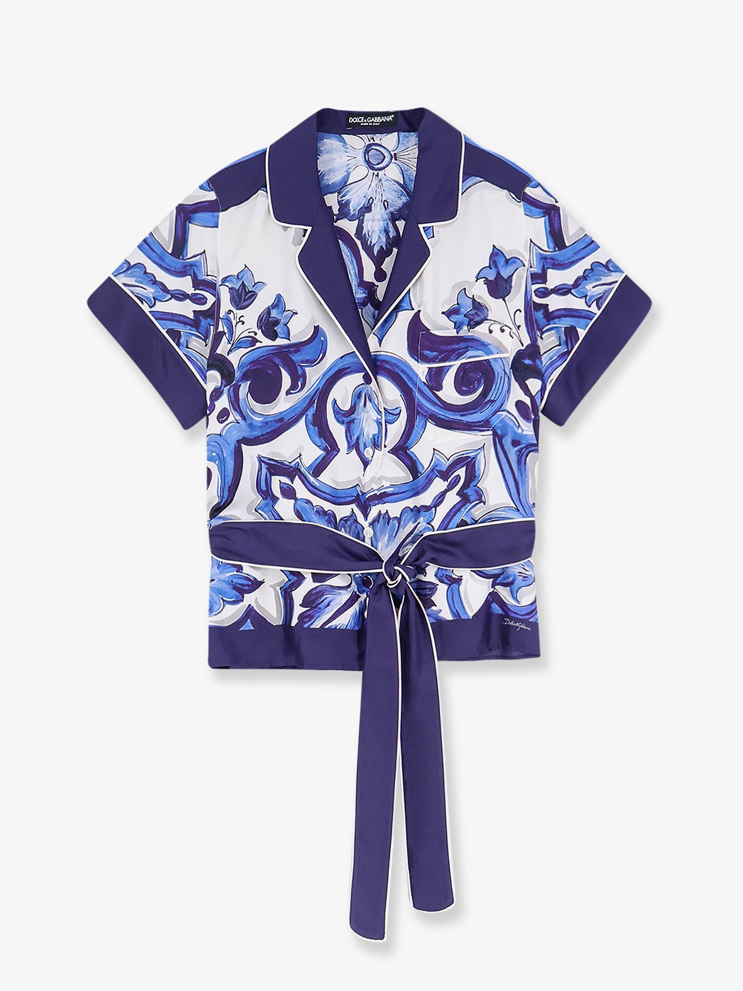 Dolce & Gabbana Women Silk Shirt With Maiolica Print DOLCE & GABBANA
