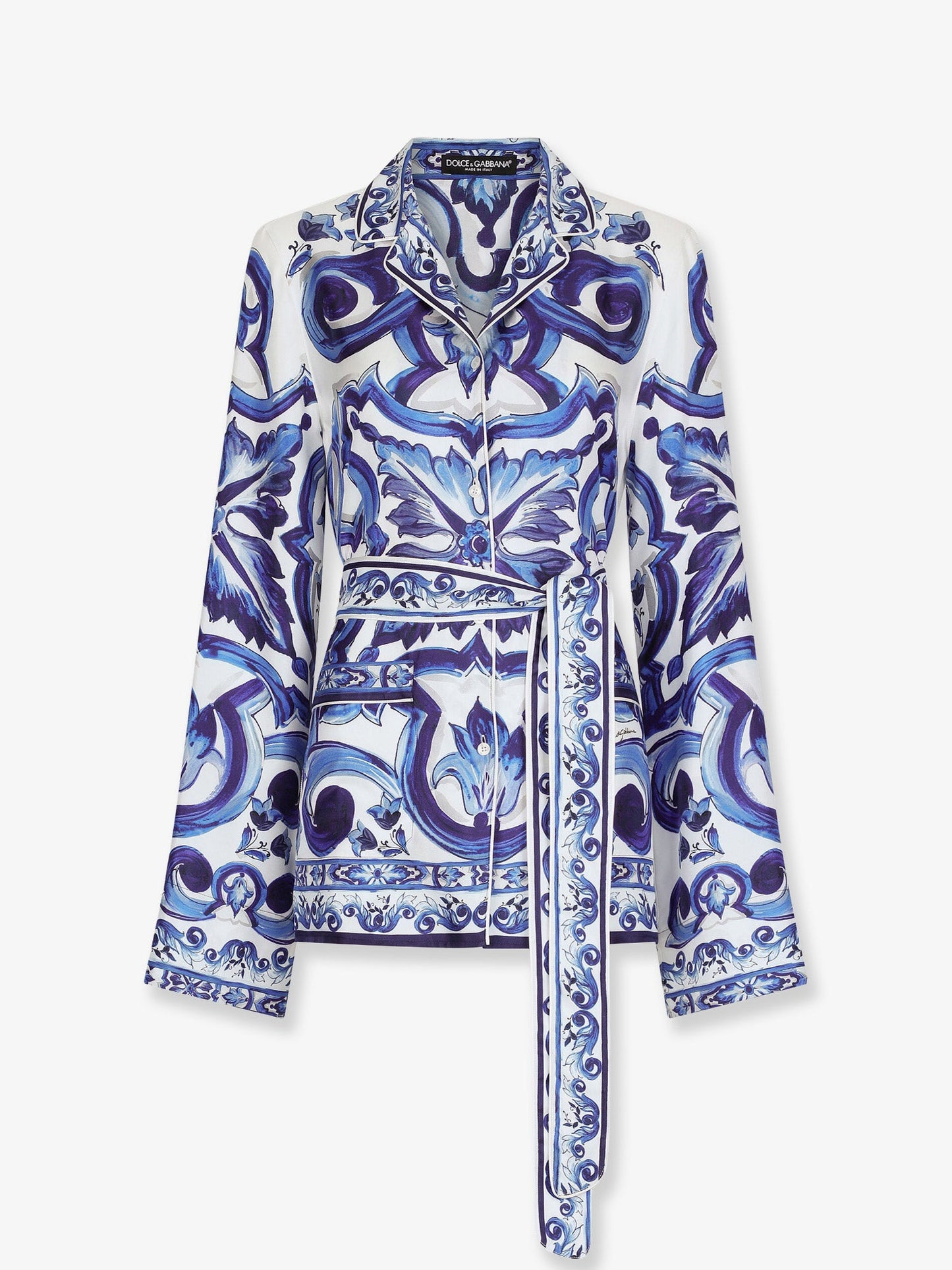 Dolce & Gabbana Women Silk Shirt With Maiolica Print DOLCE & GABBANA