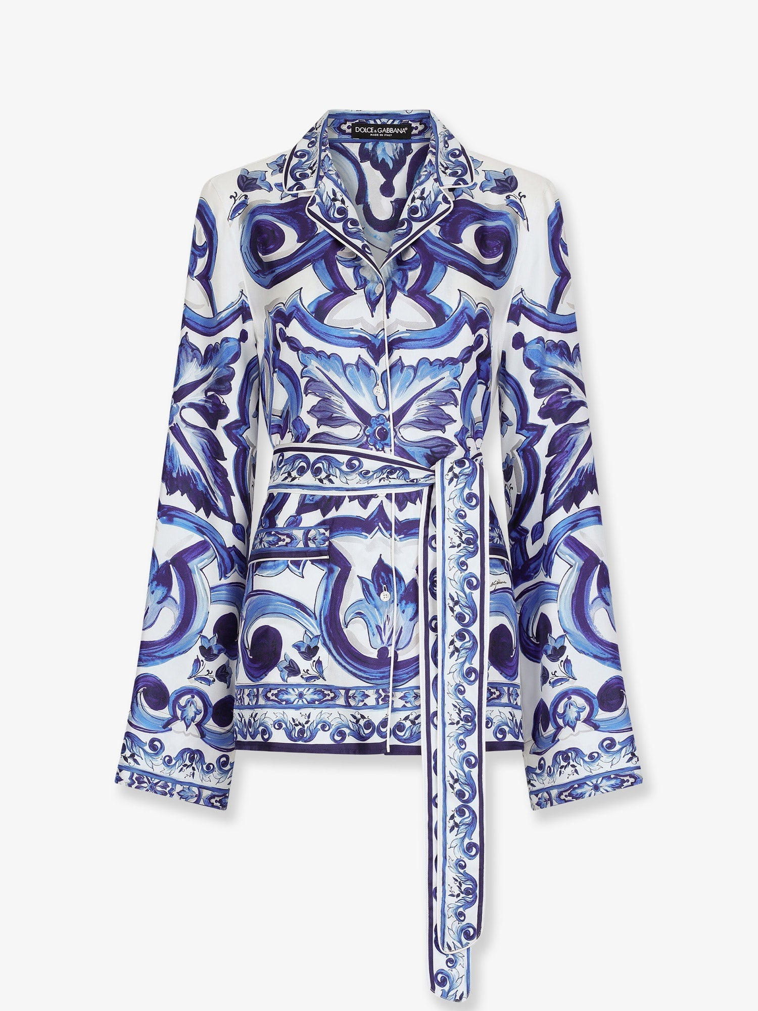 Dolce & Gabbana Women Silk Shirt With Maiolica Print DOLCE & GABBANA