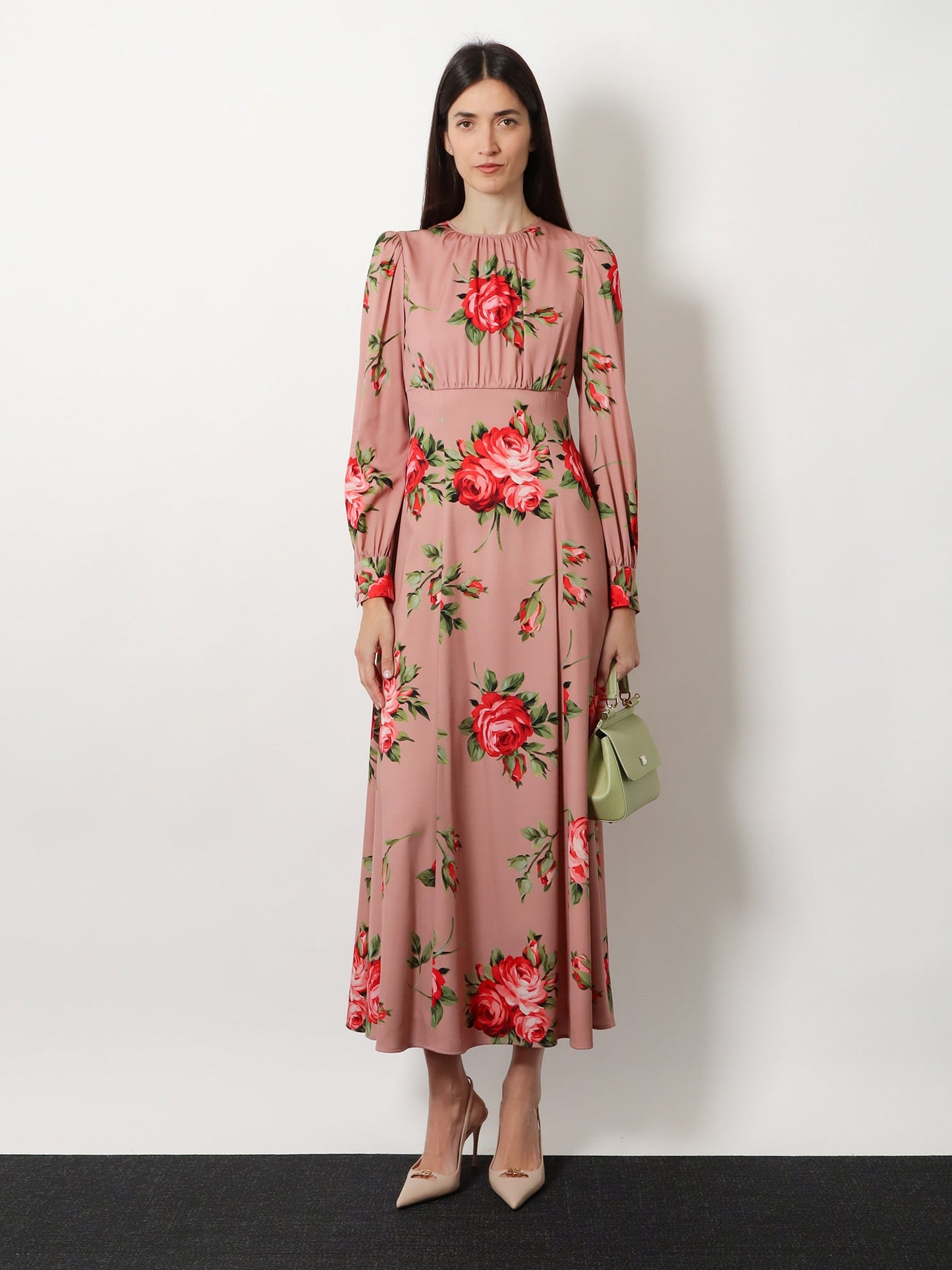 Dolce & Gabbana Women Long Silk Dress With Bouquet Rose Print DOLCE & GABBANA