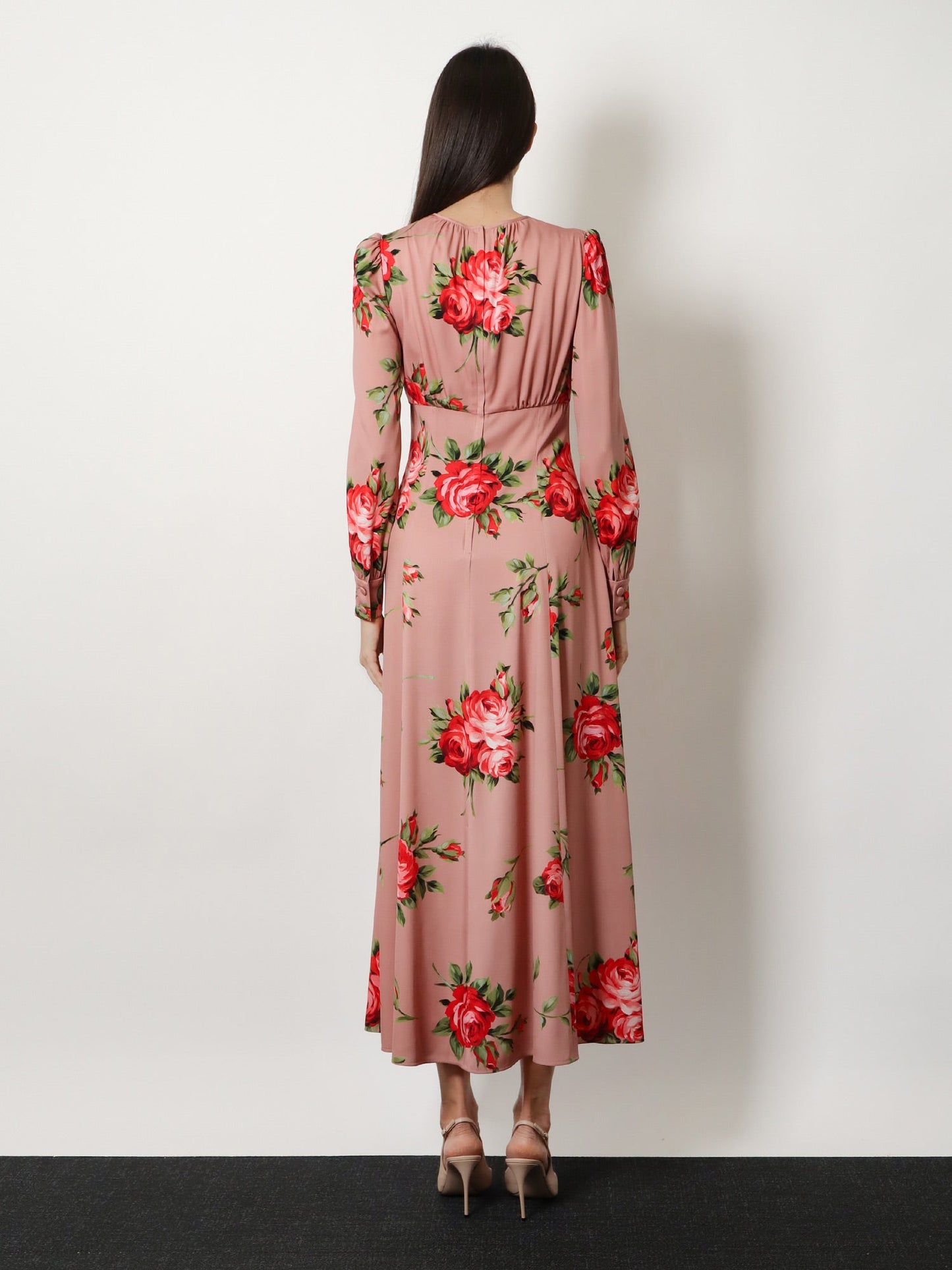 Dolce & Gabbana Women Long Silk Dress With Bouquet Rose Print DOLCE & GABBANA