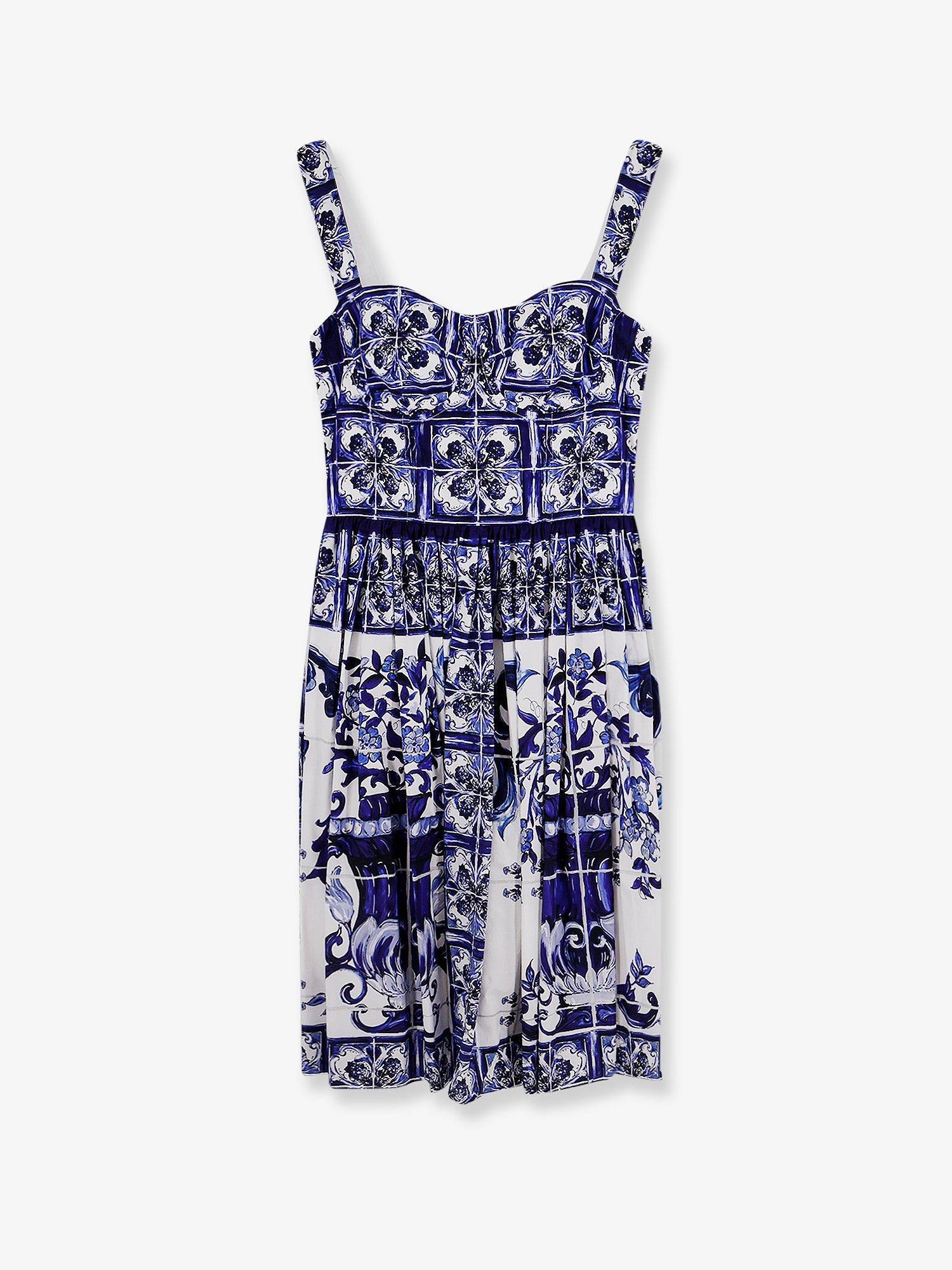 Dolce & Gabbana Women Cotton Dress With Maiolica Print DOLCE & GABBANA