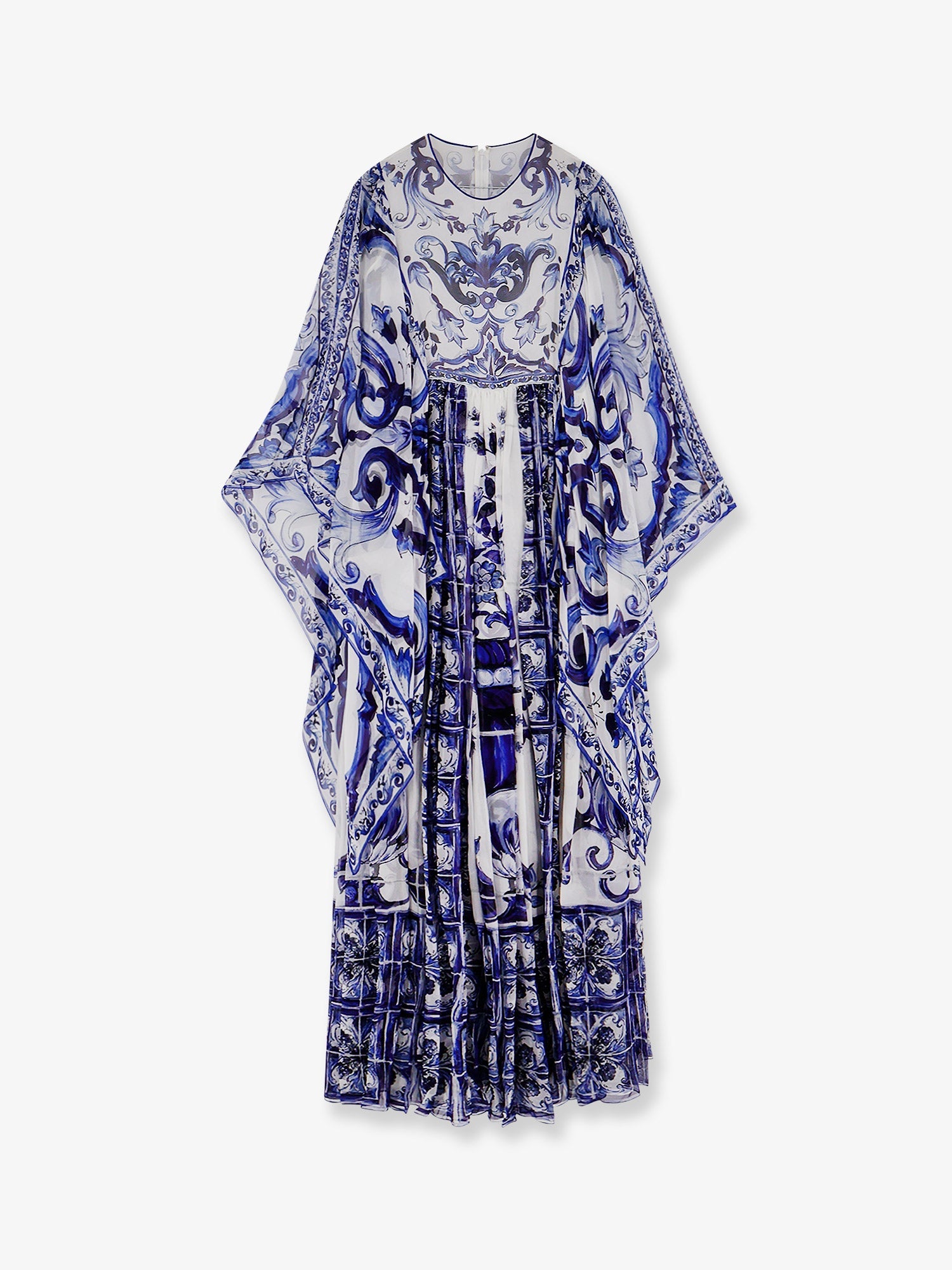 Dolce & Gabbana Women Silk Long Dress With Maiolica Print DOLCE & GABBANA