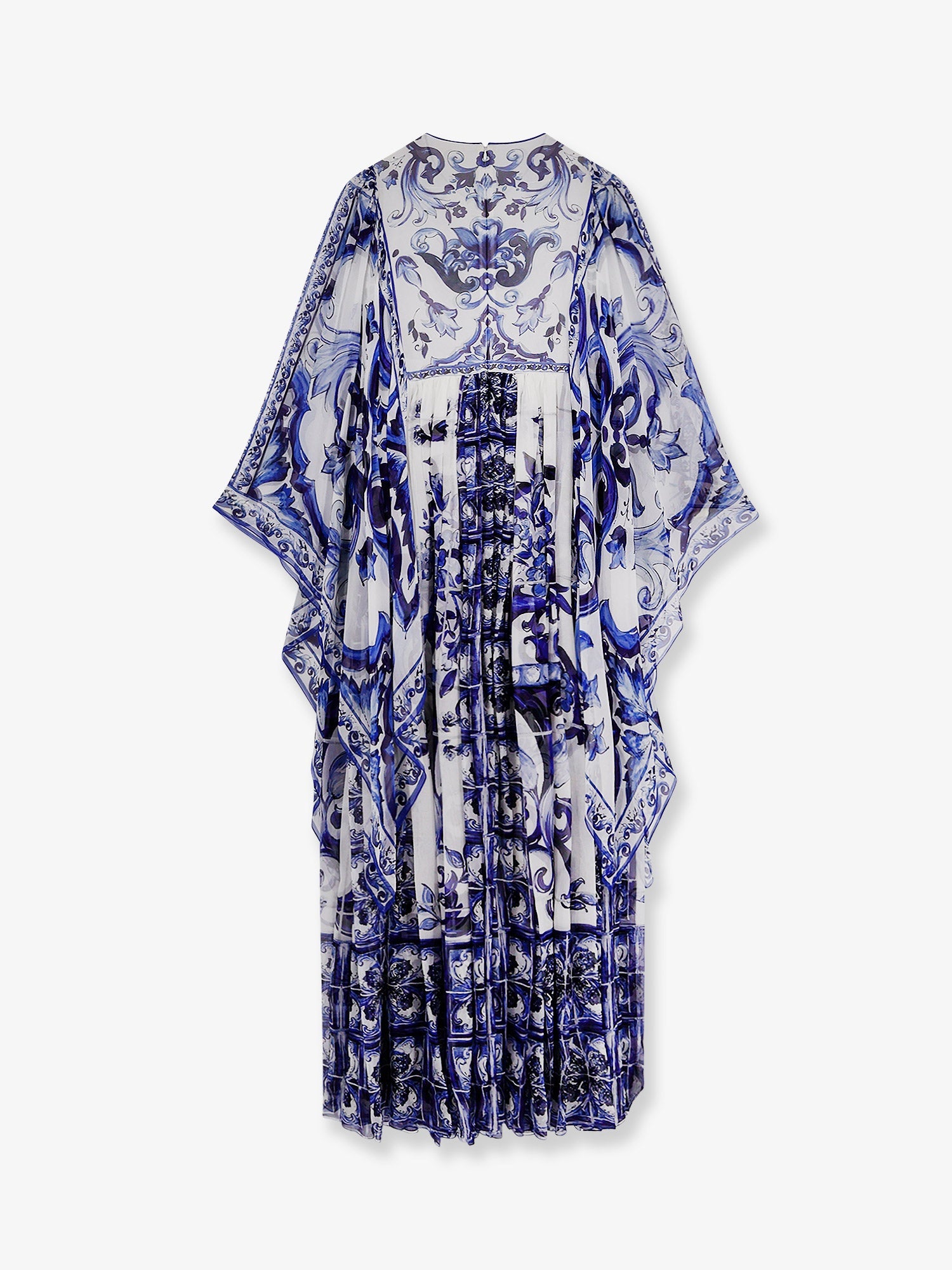 Dolce & Gabbana Women Silk Long Dress With Maiolica Print DOLCE & GABBANA