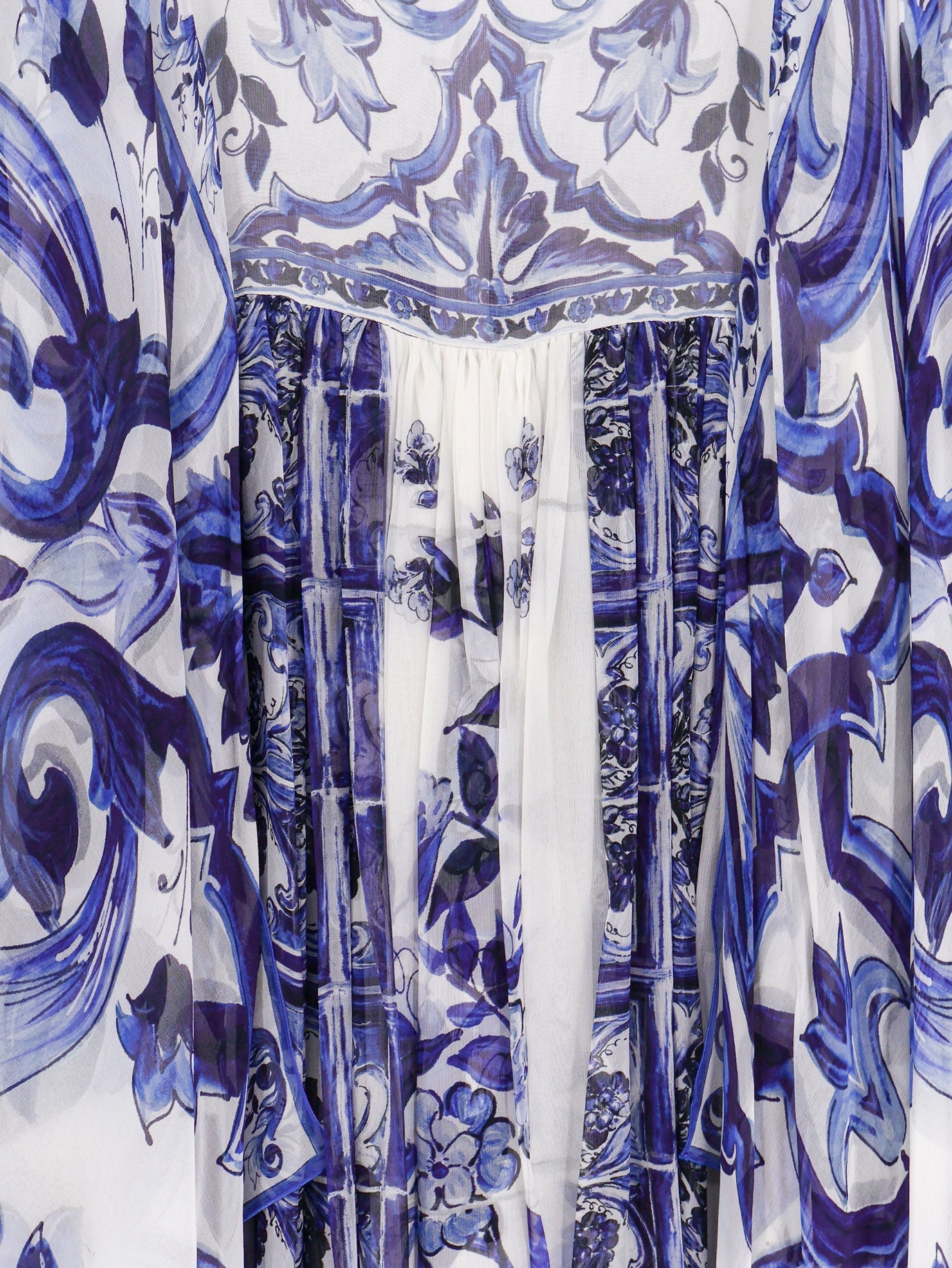 Dolce & Gabbana Women Silk Long Dress With Maiolica Print DOLCE & GABBANA