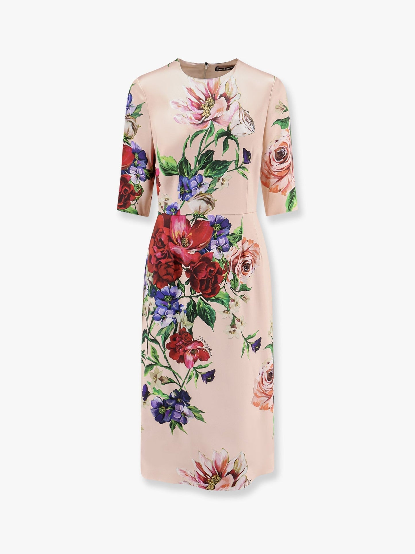 Dolce & Gabbana Women Satin Dress With Iconic Floral Print DOLCE & GABBANA