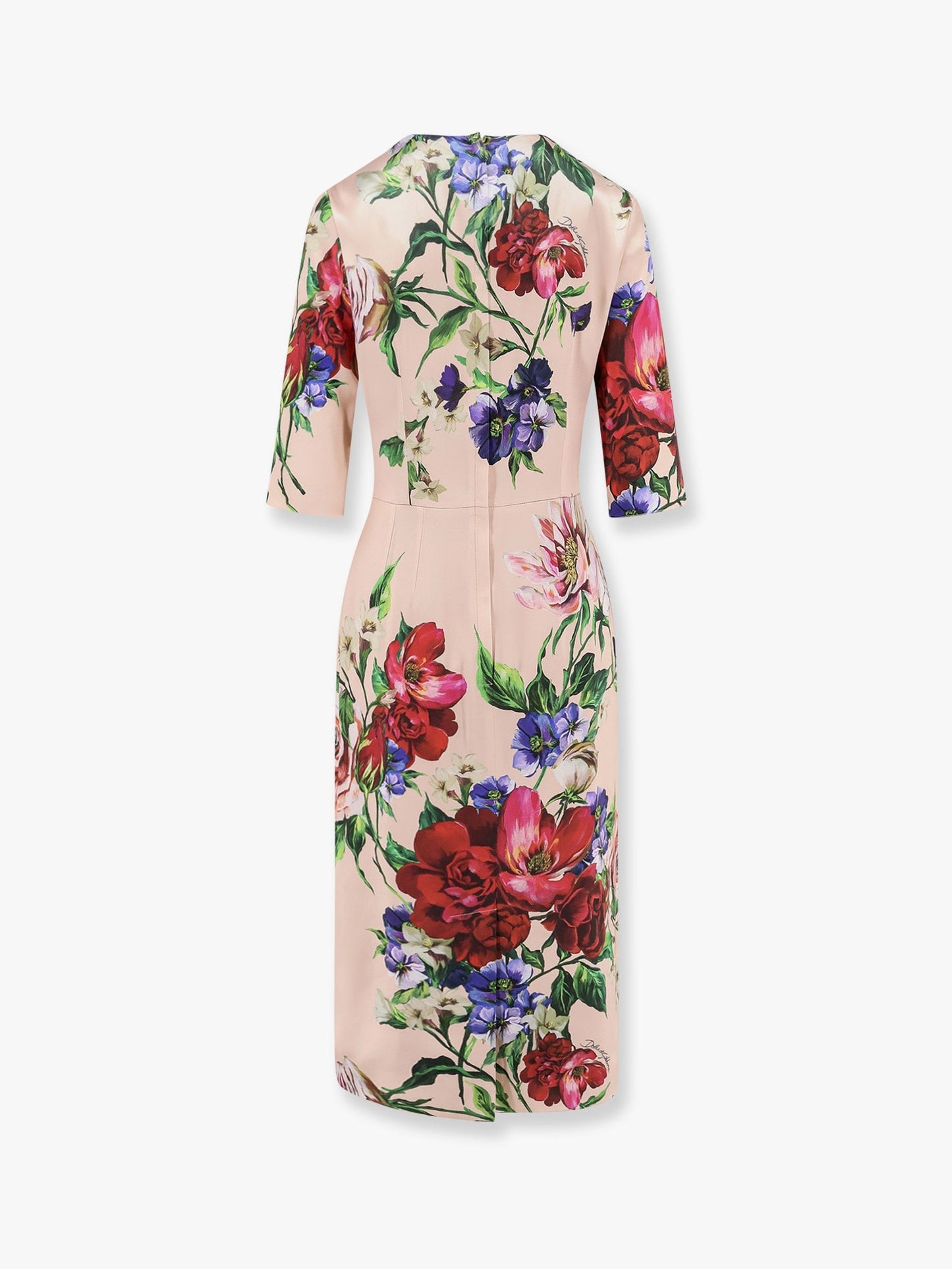Dolce & Gabbana Women Satin Dress With Iconic Floral Print DOLCE & GABBANA