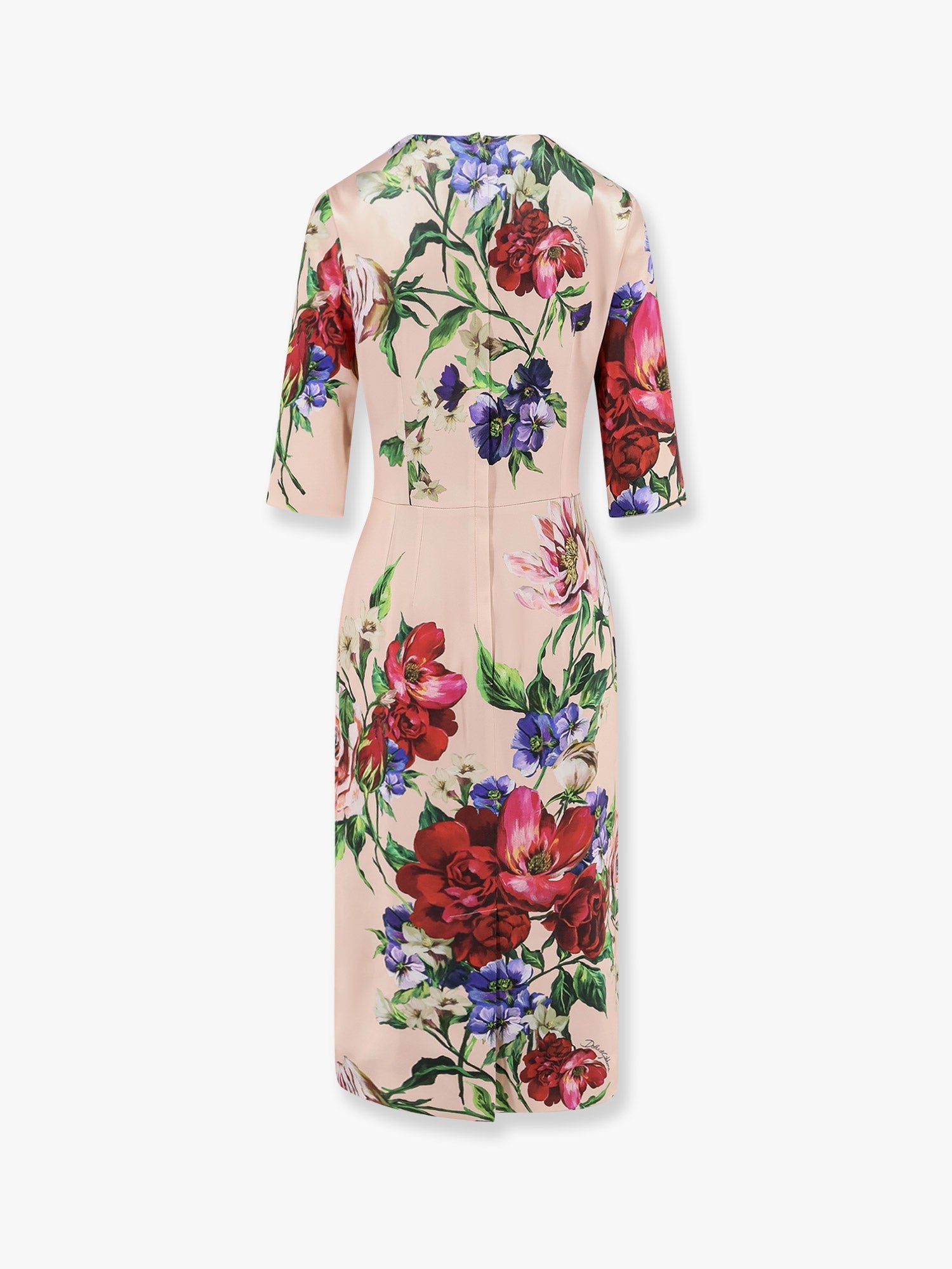 Dolce & Gabbana Women Satin Dress With Iconic Floral Print DOLCE & GABBANA