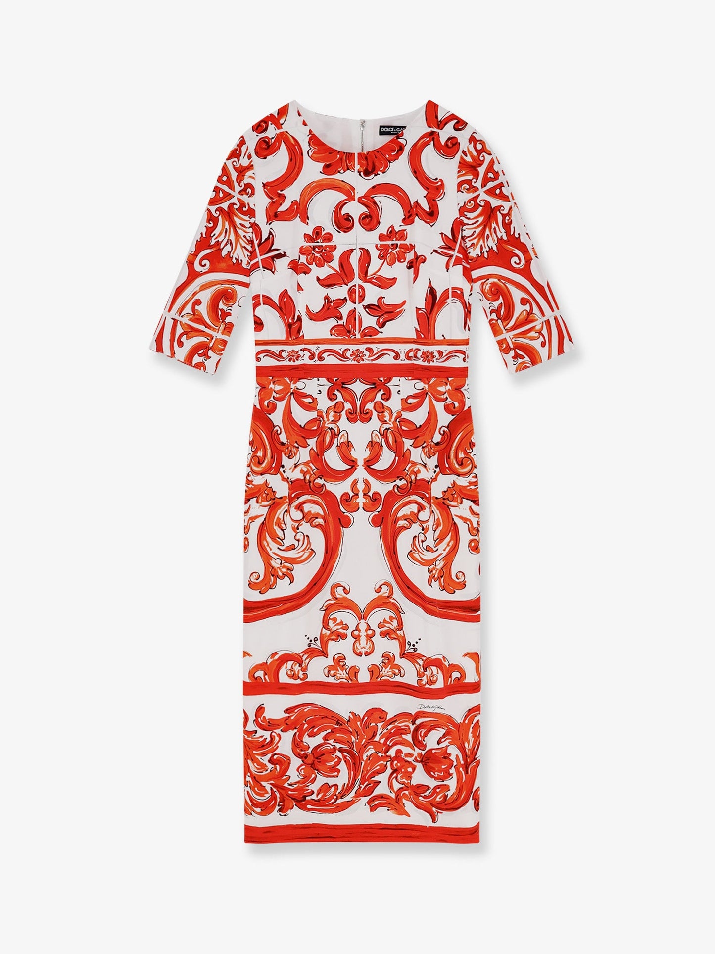 Dolce & Gabbana Women Silk Long Dress With Maiolica Print DOLCE & GABBANA