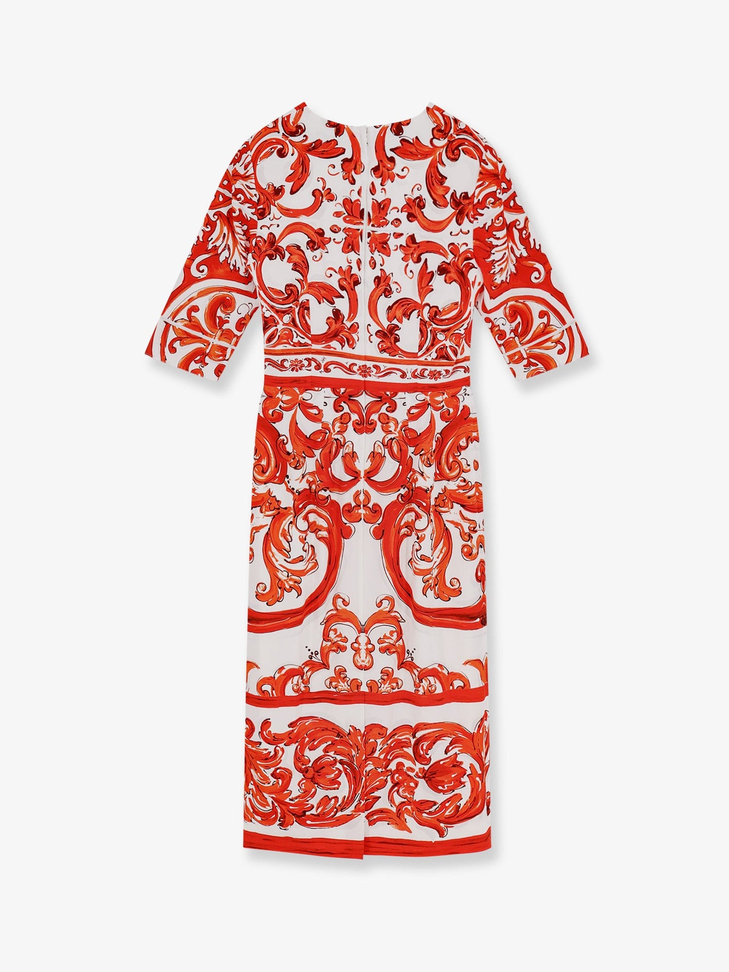 Dolce & Gabbana Women Silk Long Dress With Maiolica Print DOLCE & GABBANA
