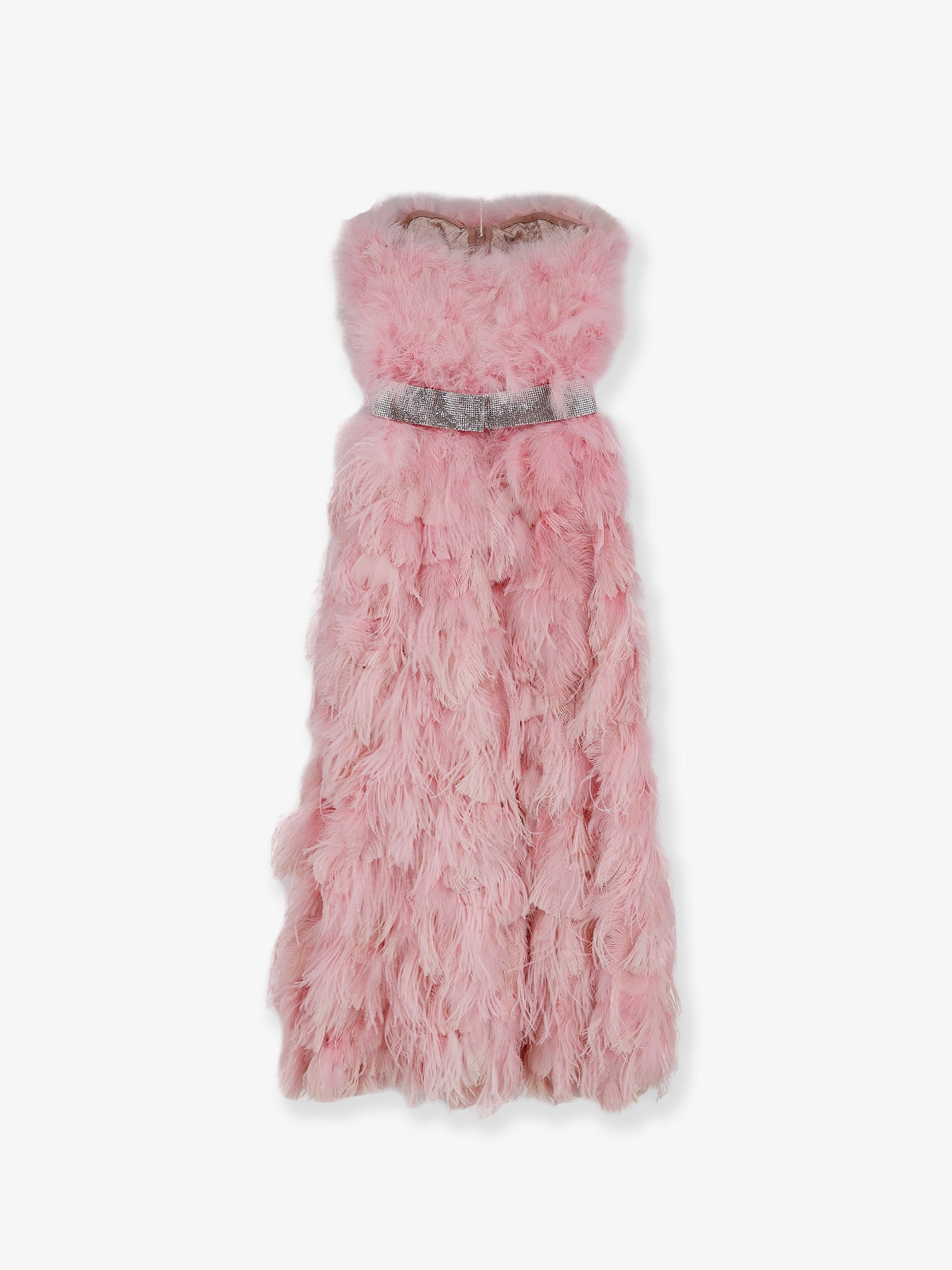 Dolce & Gabbana Women Silk Long Dress With Feathers DOLCE & GABBANA