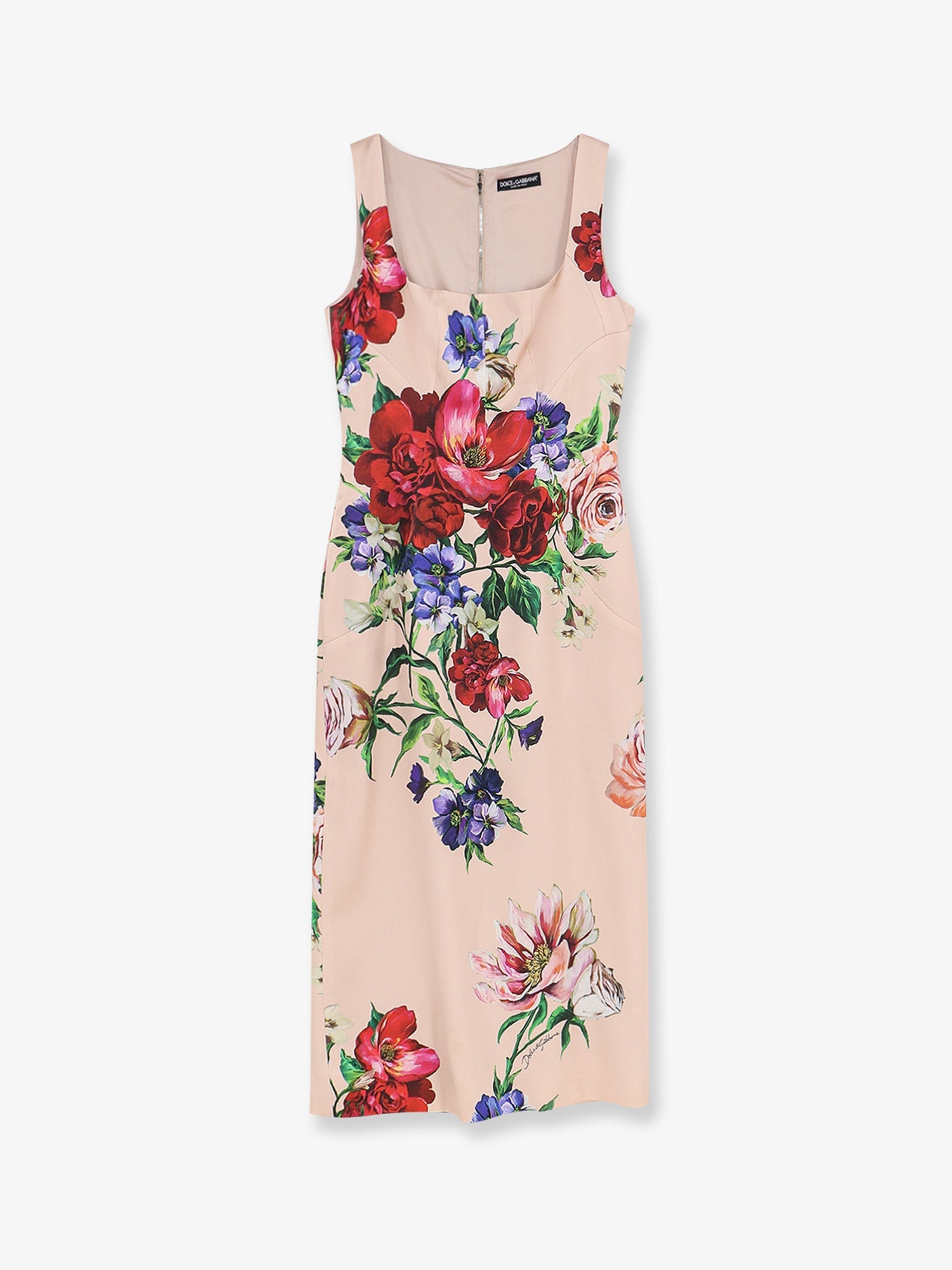 Dolce & Gabbana Women Satin Longuette Dress With Fiori Print DOLCE & GABBANA