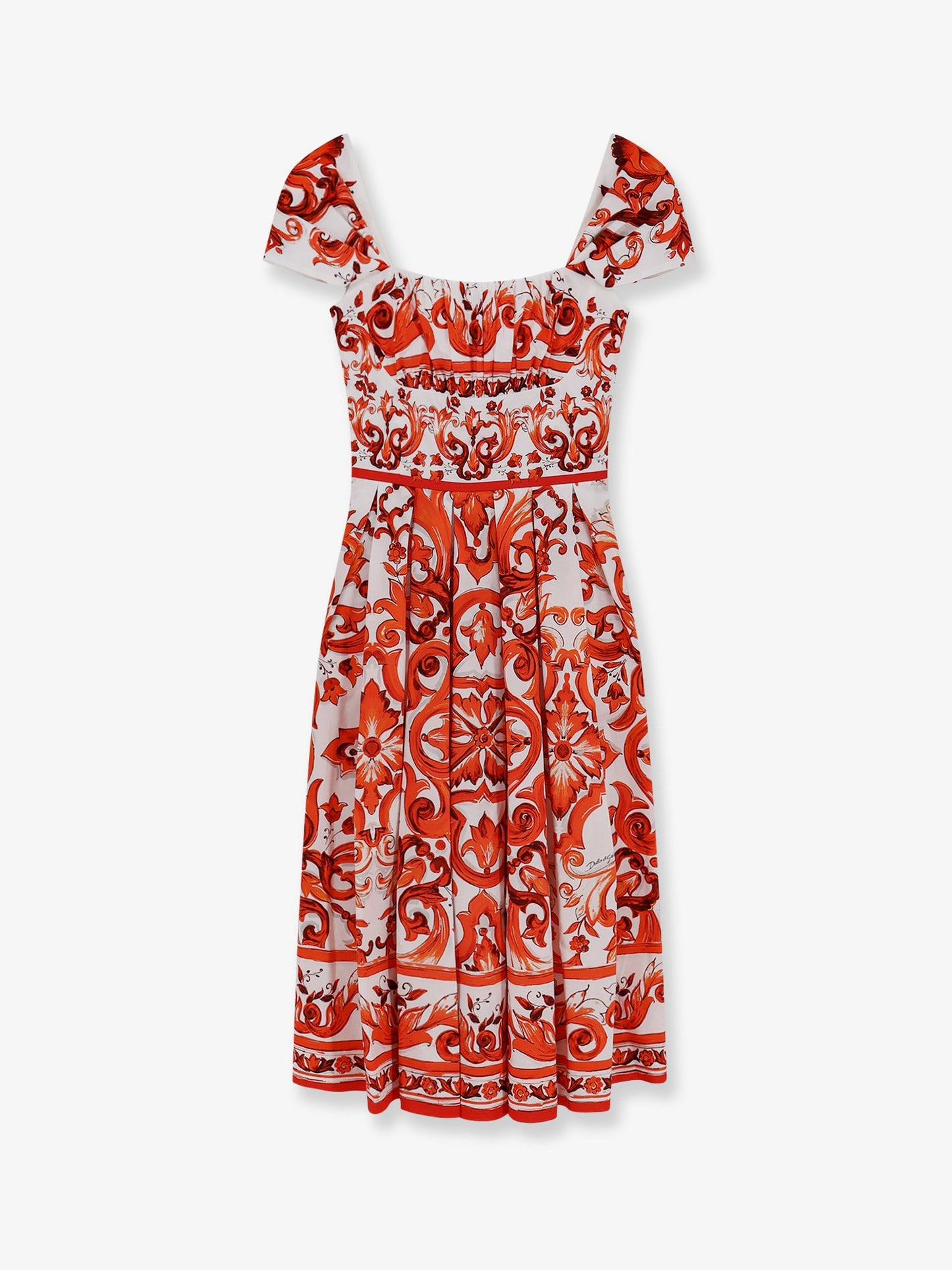Dolce & Gabbana Women Cotton Long Dress With Maiolica Print DOLCE & GABBANA