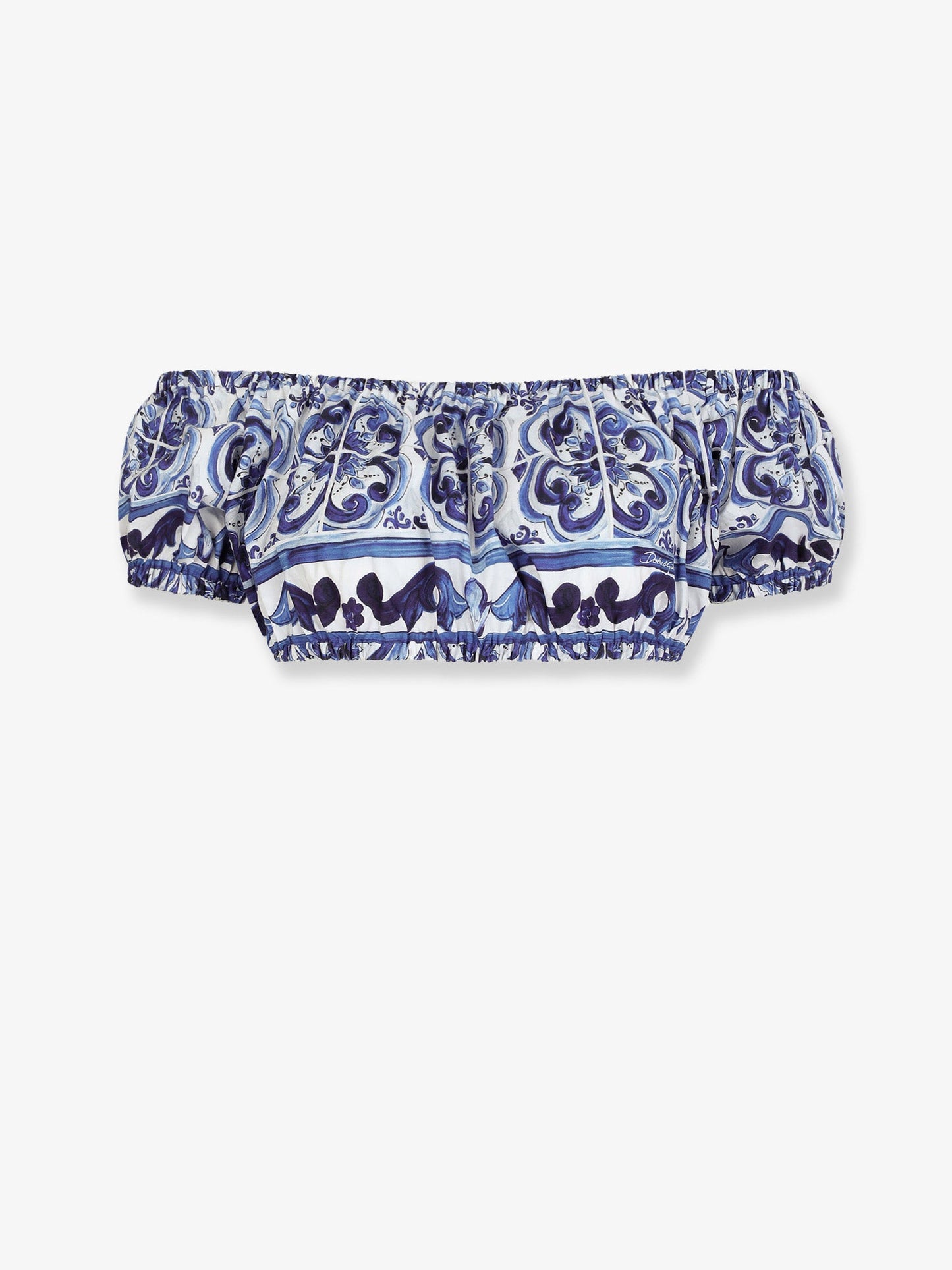 Dolce & Gabbana Women Cotton Top With Maiolica Print DOLCE & GABBANA