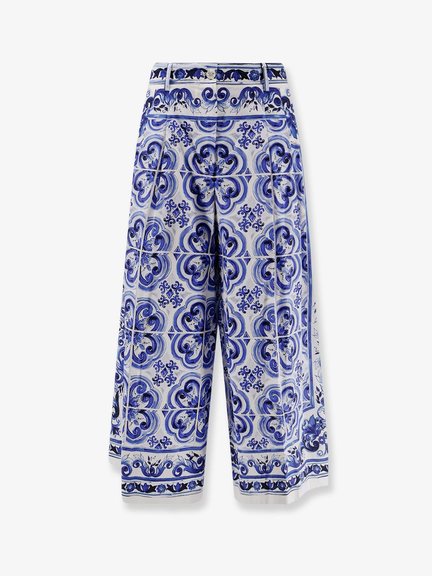 Dolce & Gabbana Women Cotton Trousers With Maiolica Print DOLCE & GABBANA