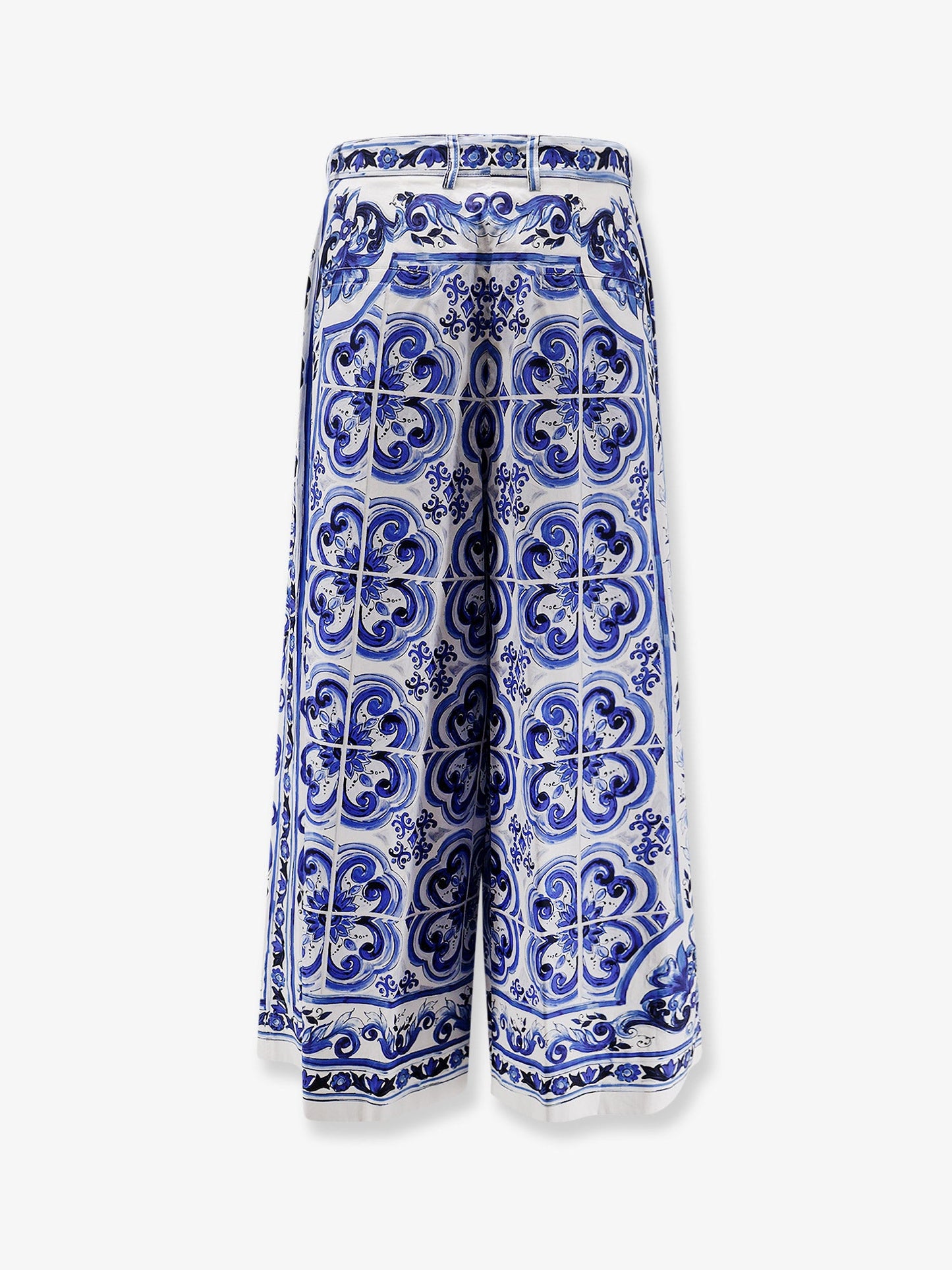 Dolce & Gabbana Women Cotton Trousers With Maiolica Print DOLCE & GABBANA