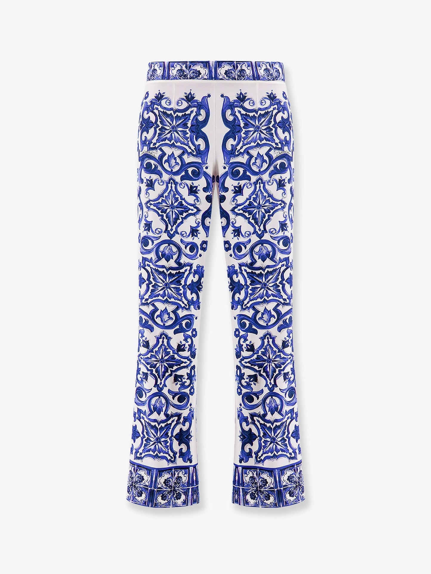 Dolce & Gabbana Women Silk Trousers With Majolica Print DOLCE & GABBANA