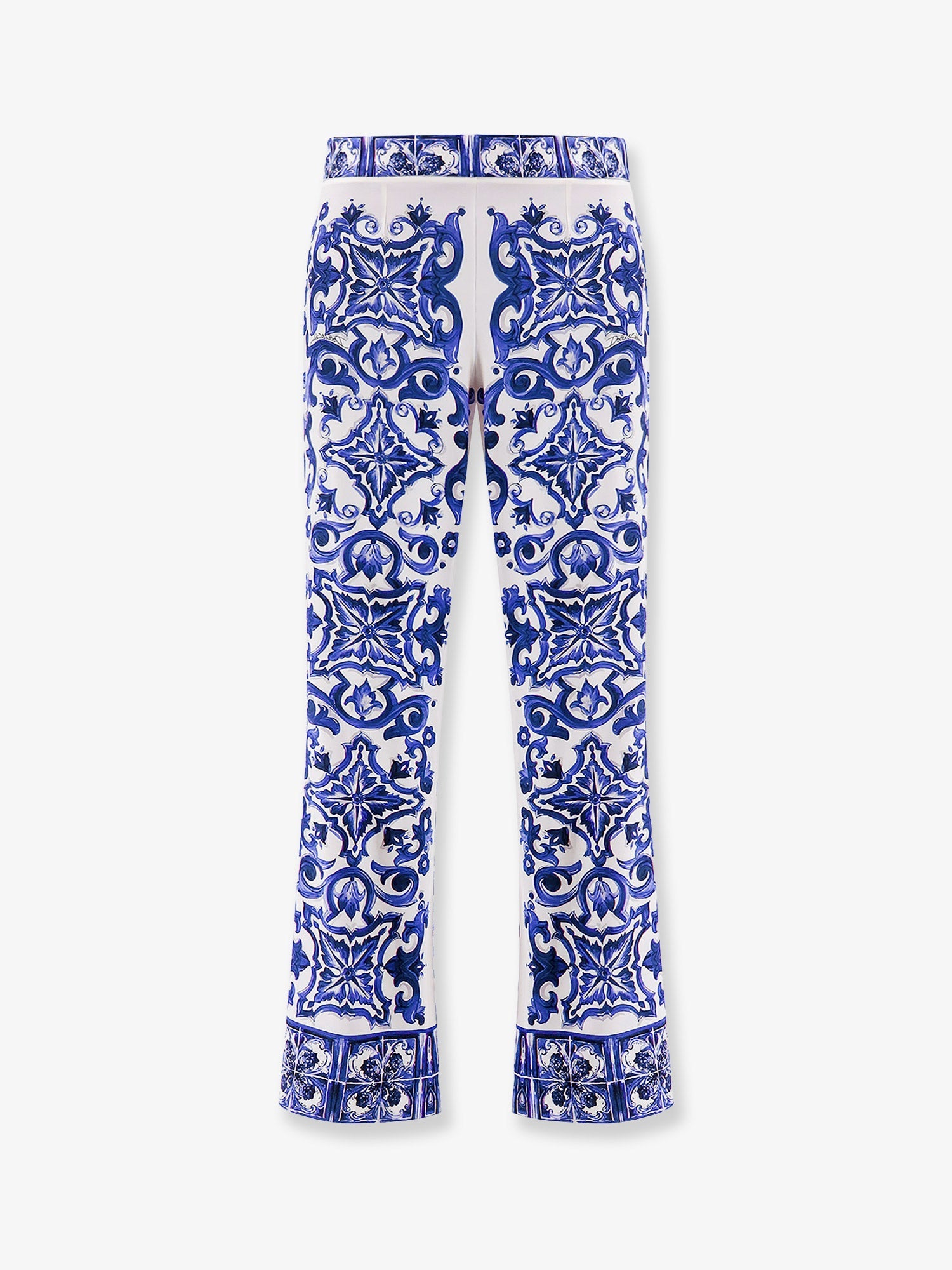 Dolce & Gabbana Women Silk Trousers With Majolica Print DOLCE & GABBANA