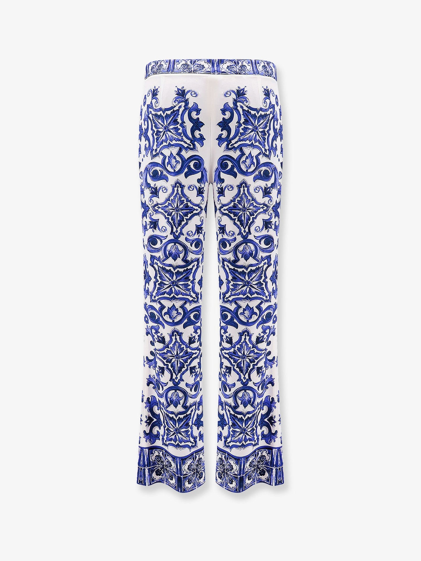 Dolce & Gabbana Women Silk Trousers With Majolica Print DOLCE & GABBANA