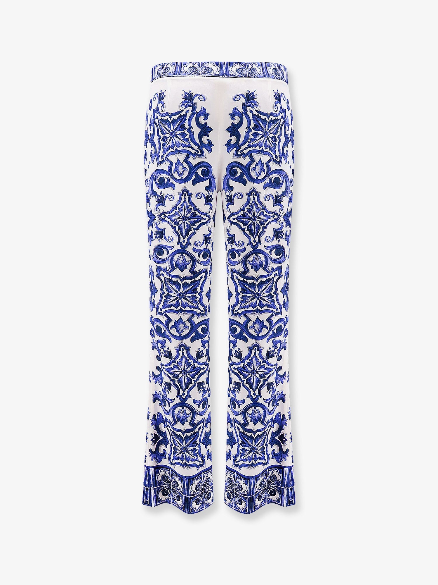 Dolce & Gabbana Women Silk Trousers With Majolica Print DOLCE & GABBANA