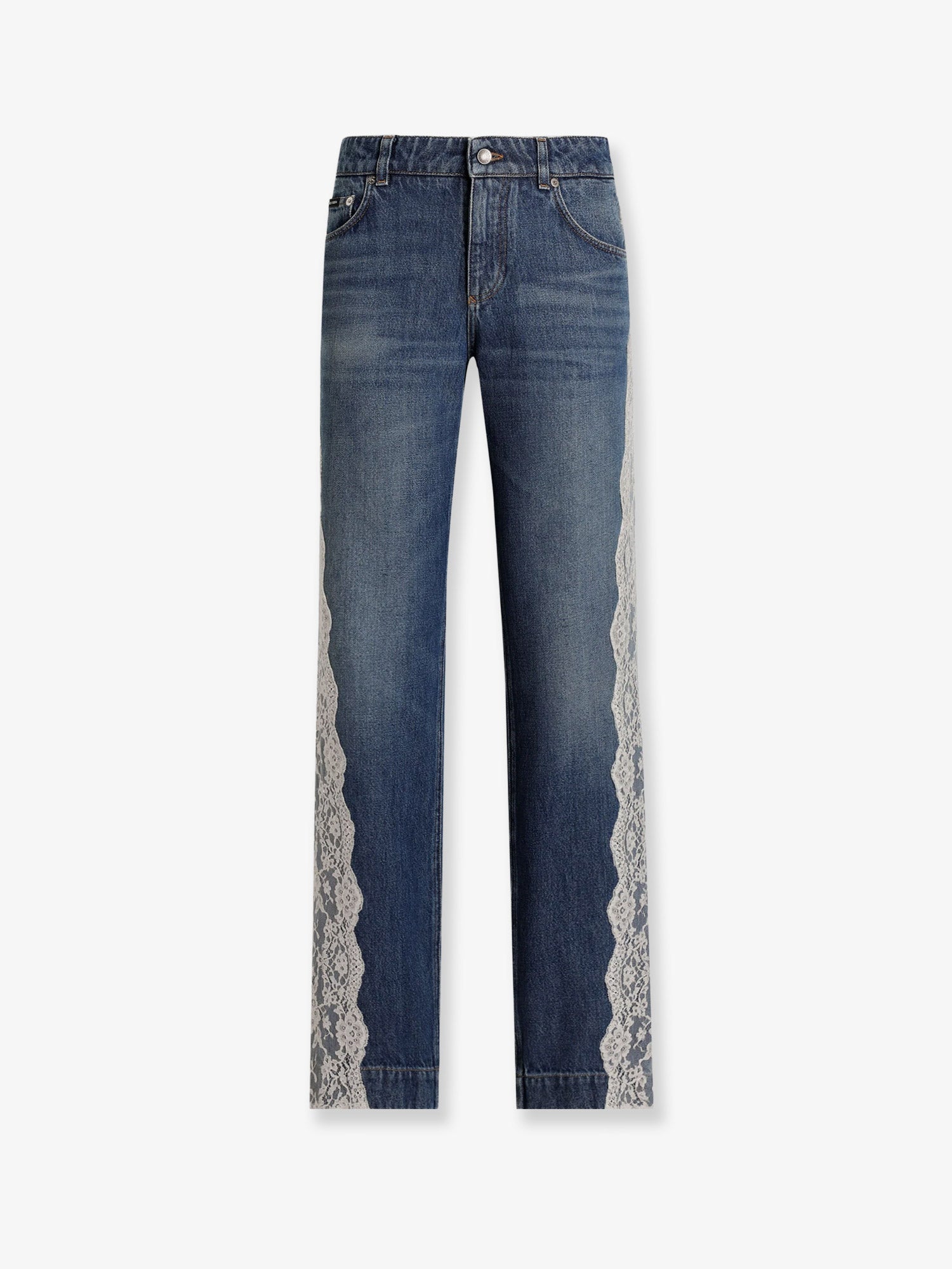 Dolce & Gabbana Women Blue Denim Jeans With Lace Profiles DOLCE & GABBANA