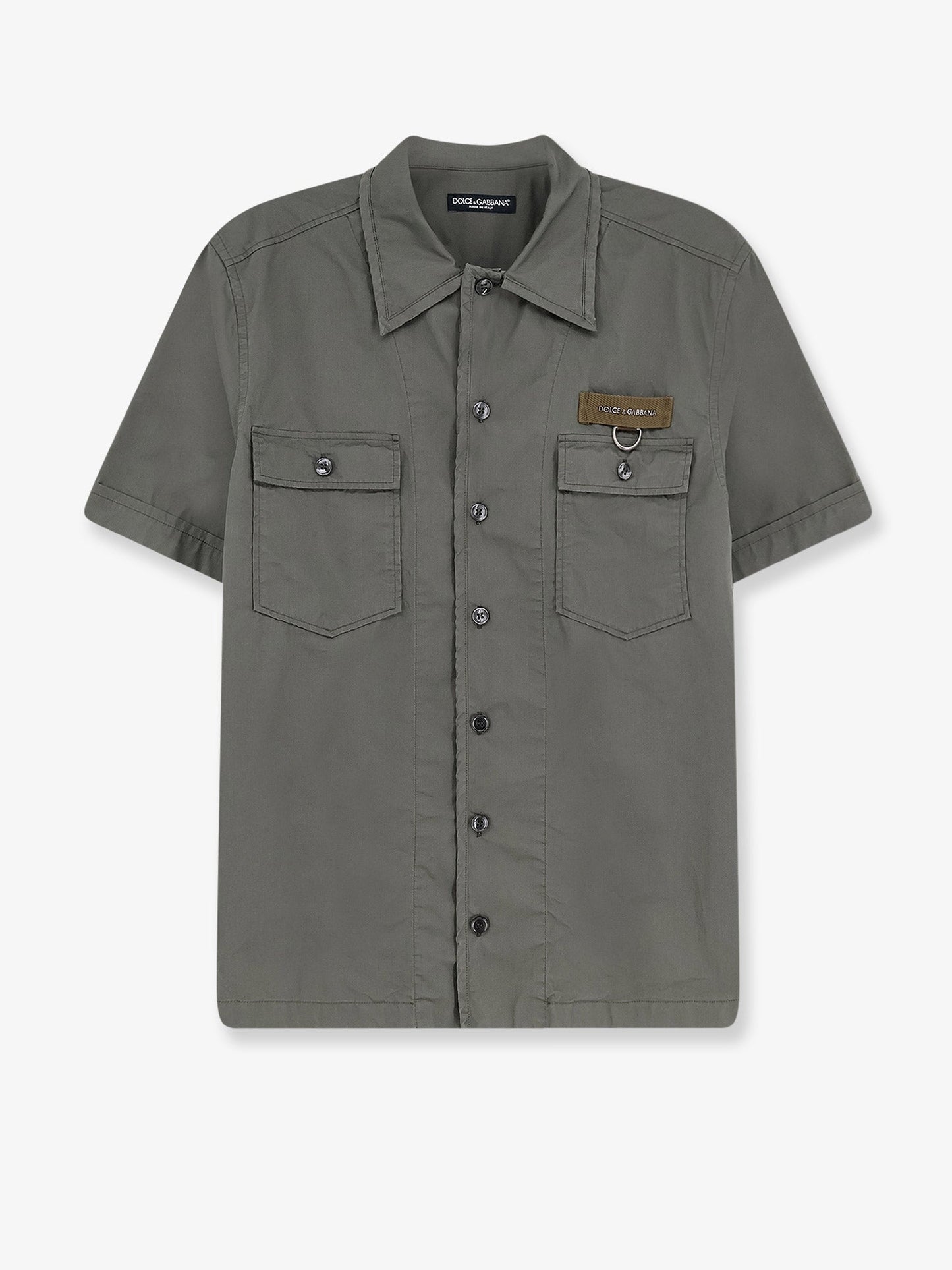 Dolce & Gabbana Men Cotton Shirt With Logo Patch DOLCE & GABBANA