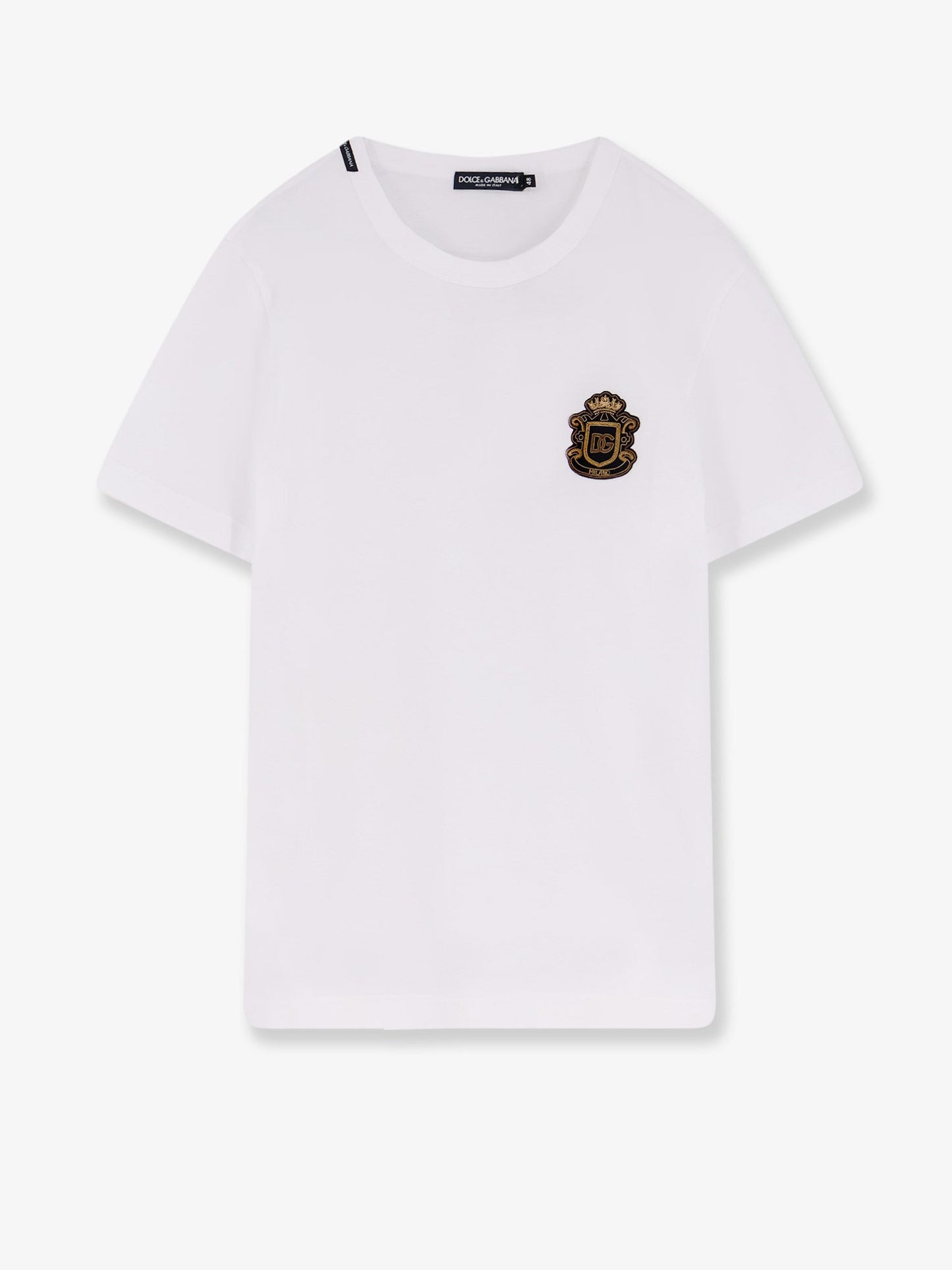 Dolce & Gabbana Men Cotton T-Shirt With Iconic Logo Patch DOLCE & GABBANA