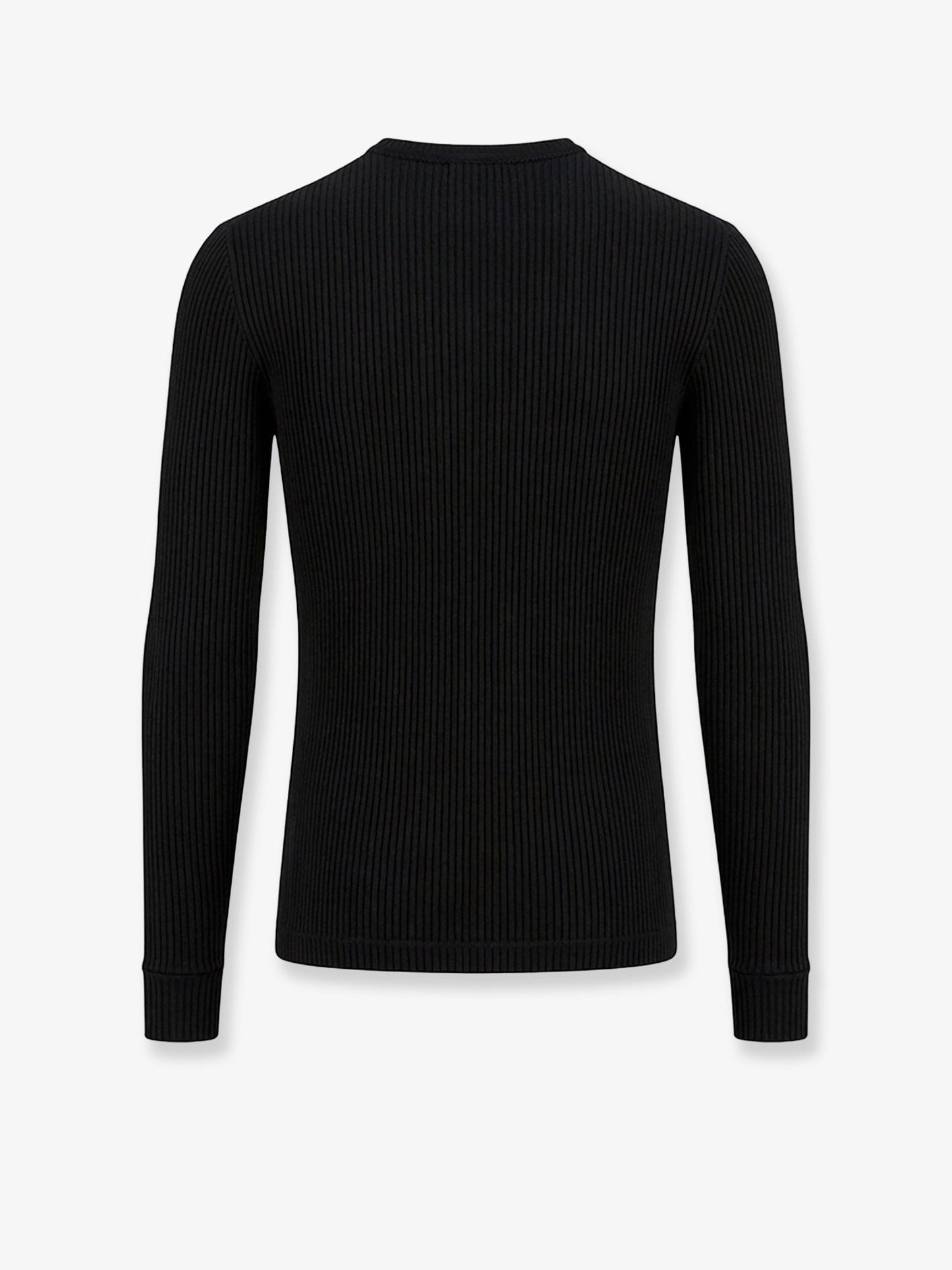 Dolce & Gabbana Men Ribbed Cotton Sweater With Metal Logo On The Front DOLCE & GABBANA