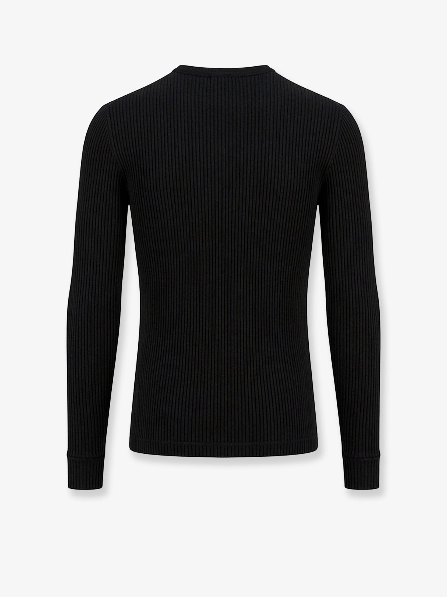 Dolce & Gabbana Men Ribbed Cotton Sweater With Metal Logo On The Front DOLCE & GABBANA
