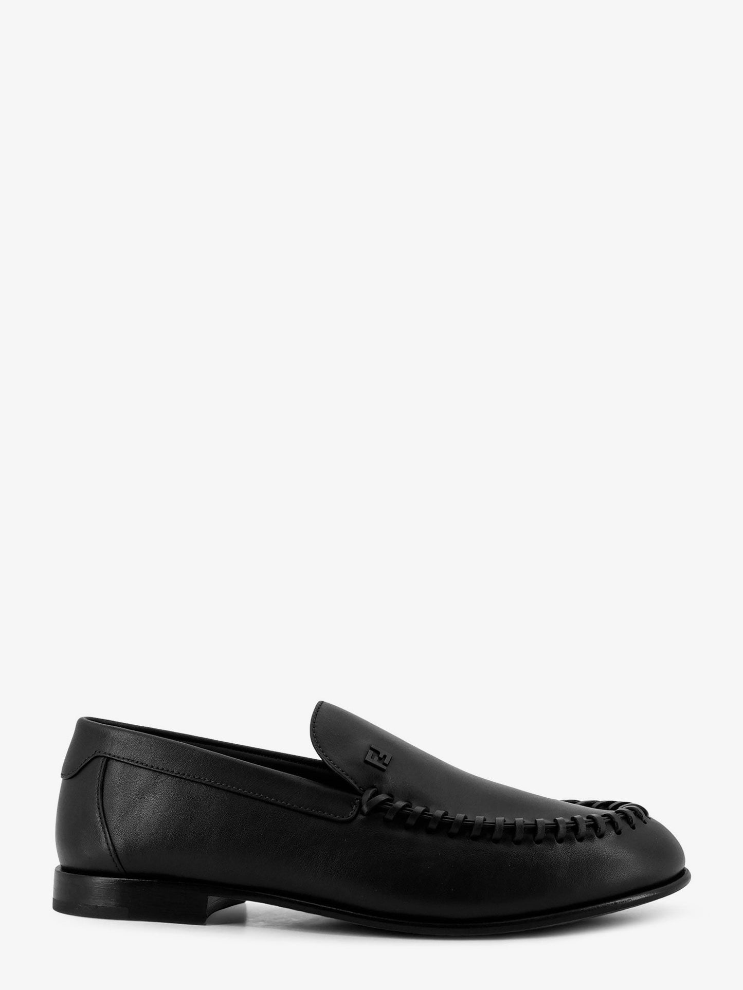 Fendi Men Leather Loafers With Metal Ff Logo FENDI