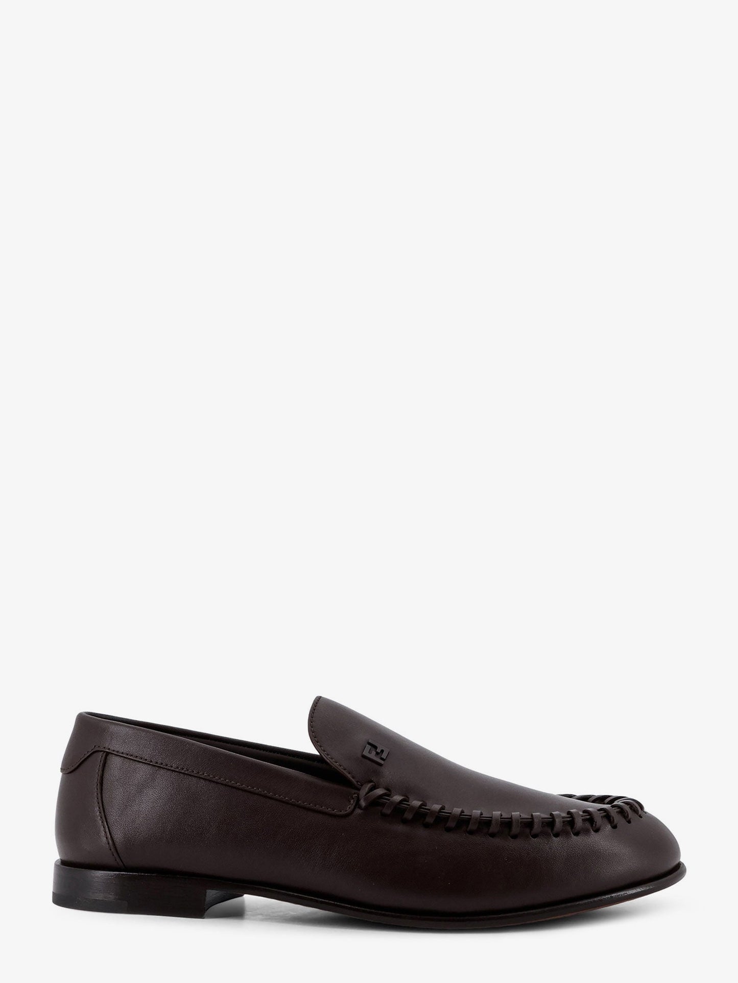 Fendi Men Leather Loafers With Metal Ff Logo FENDI