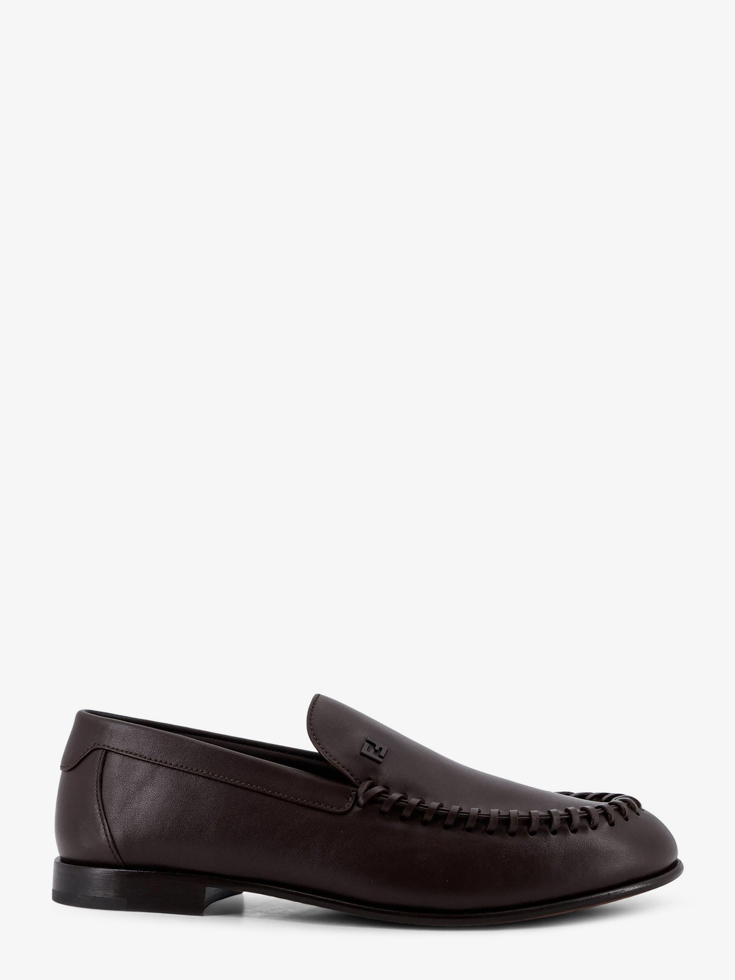 Fendi Men Leather Loafers With Metal Ff Logo FENDI