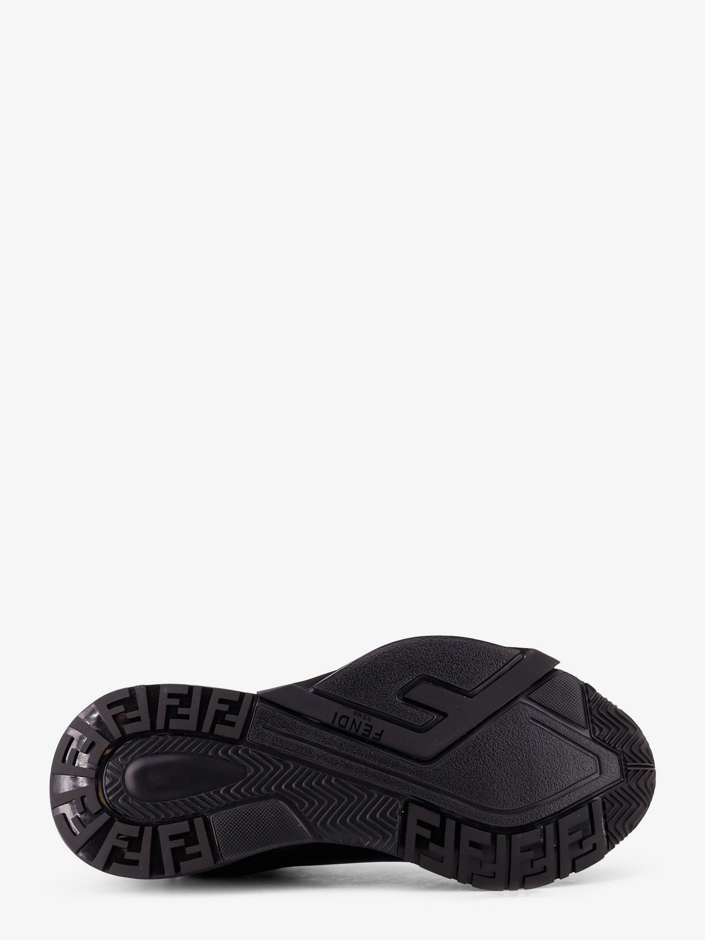 Fendi Men Leather Flow Sneakers With Ff Jacquard Fabric Inserts FENDI