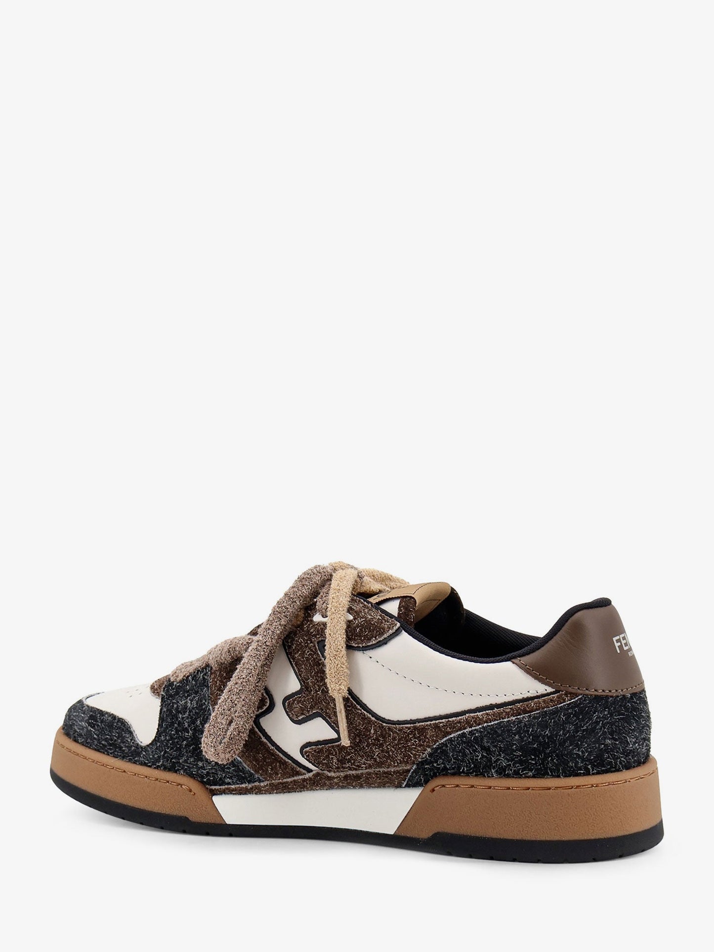 Fendi Men Sneakers Fendi Match In Pelle Bianca E Suede Marrone FENDI