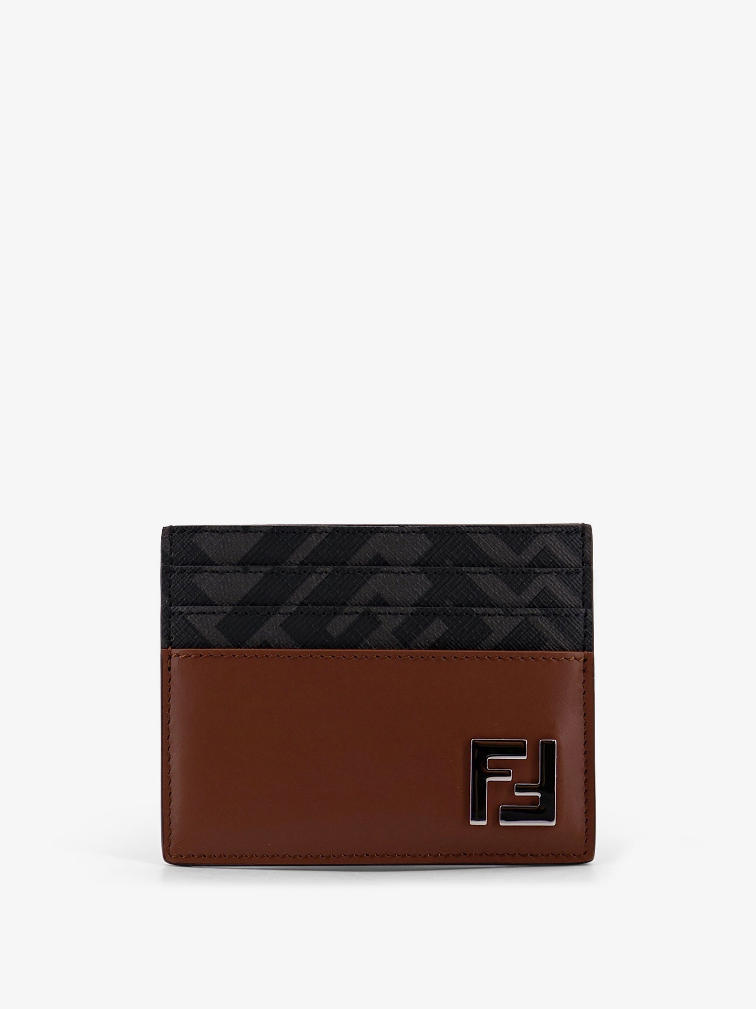 Fendi Men Leather And Ff Fabric Card Holder FENDI