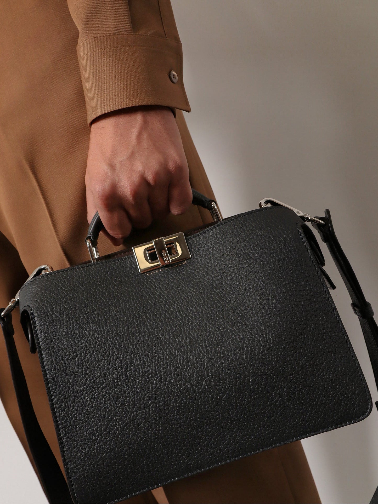 Fendi Men Peekaboo Iseeu Small Leather Crossbody Bag FENDI