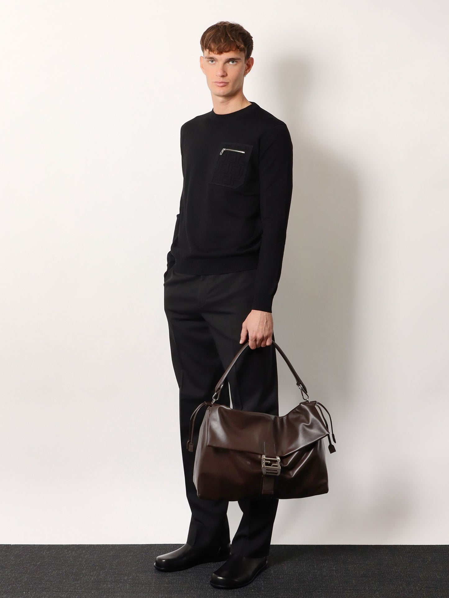 Fendi Men Fendi Flux Maxi Messenger Leather Shoulder Bag FENDI