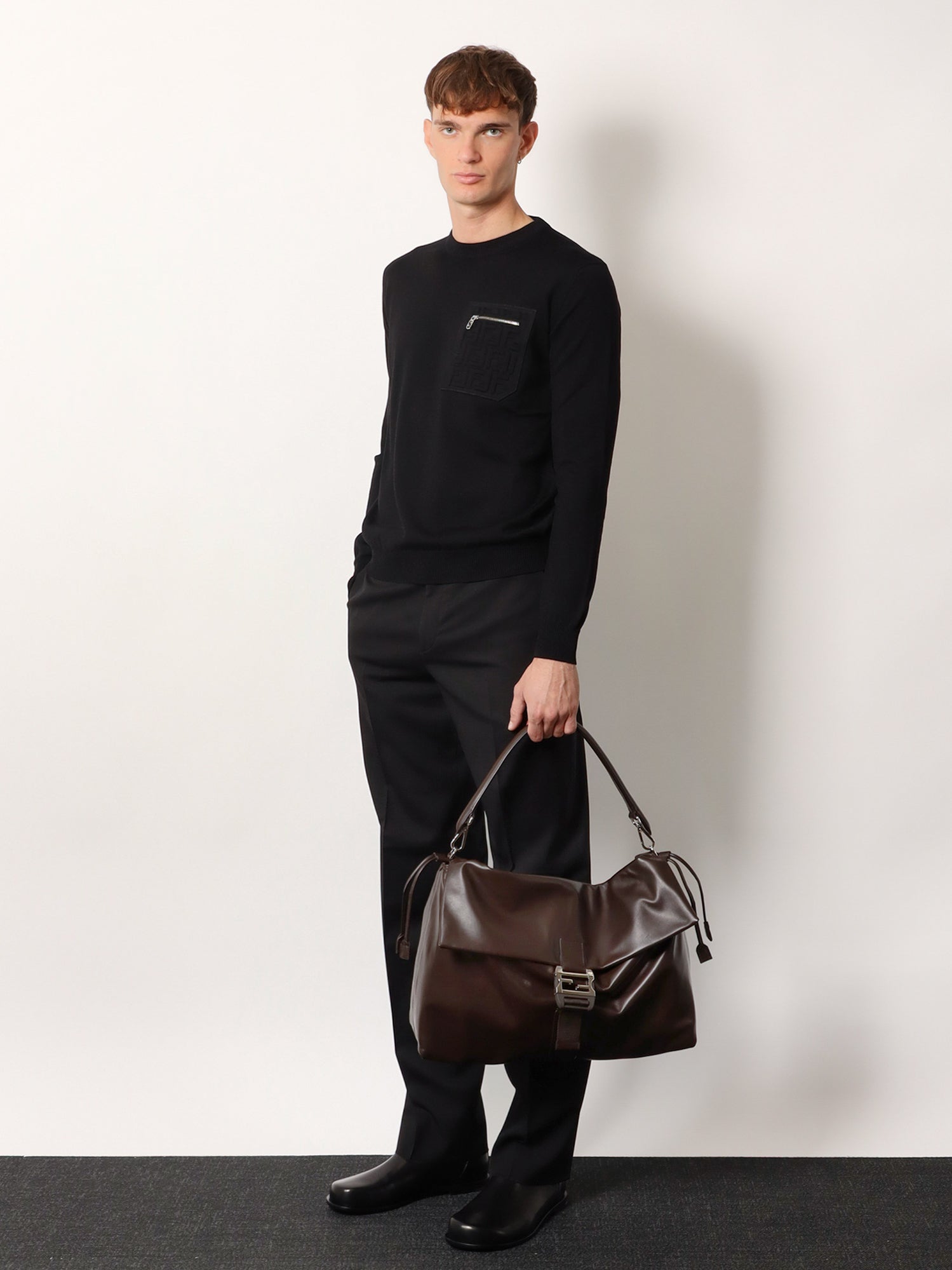 Fendi Men Fendi Flux Maxi Messenger Leather Shoulder Bag FENDI