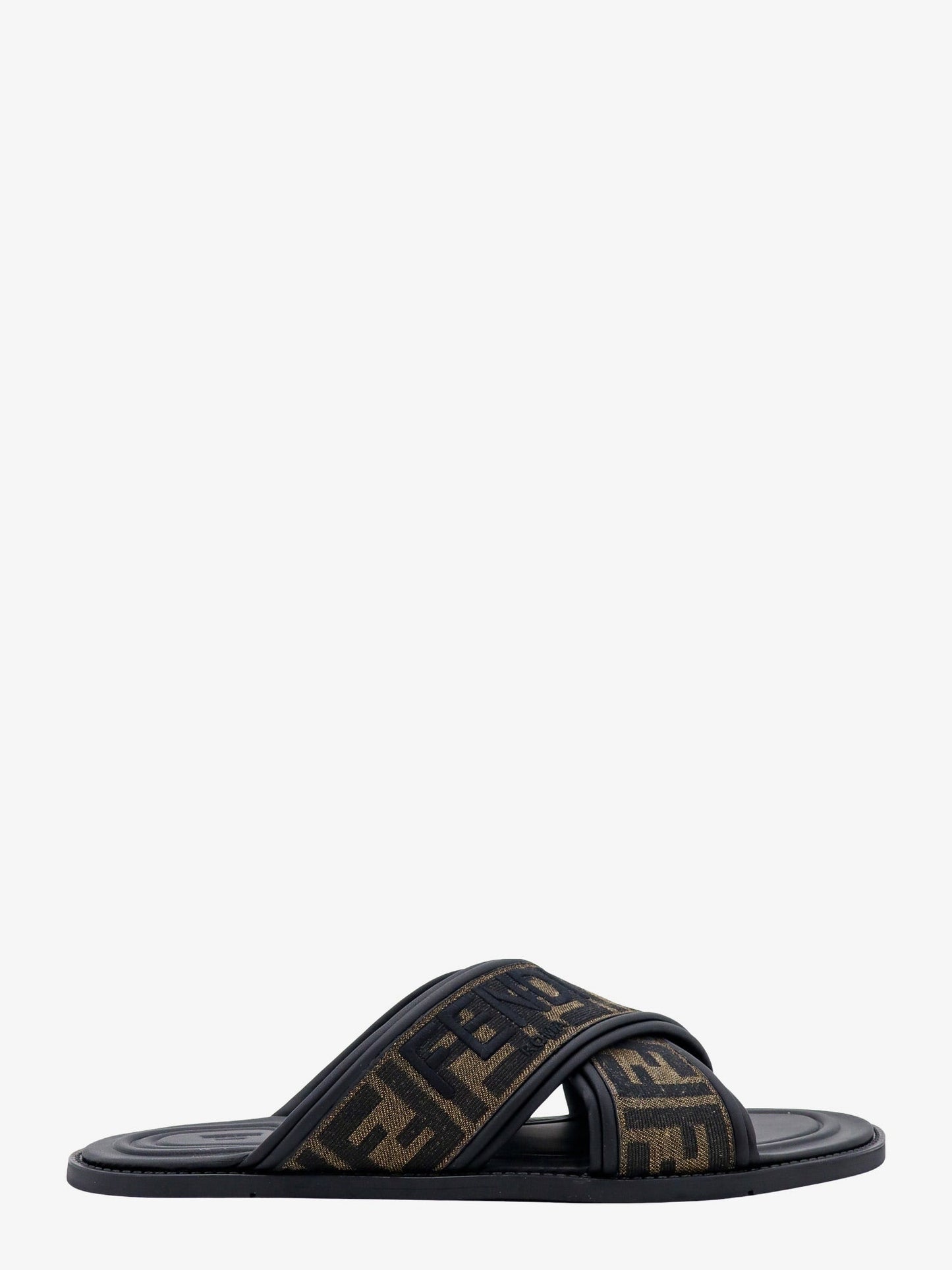 Fendi Men Ff Jacquard Fabric Sandals With Embroidered Logo FENDI