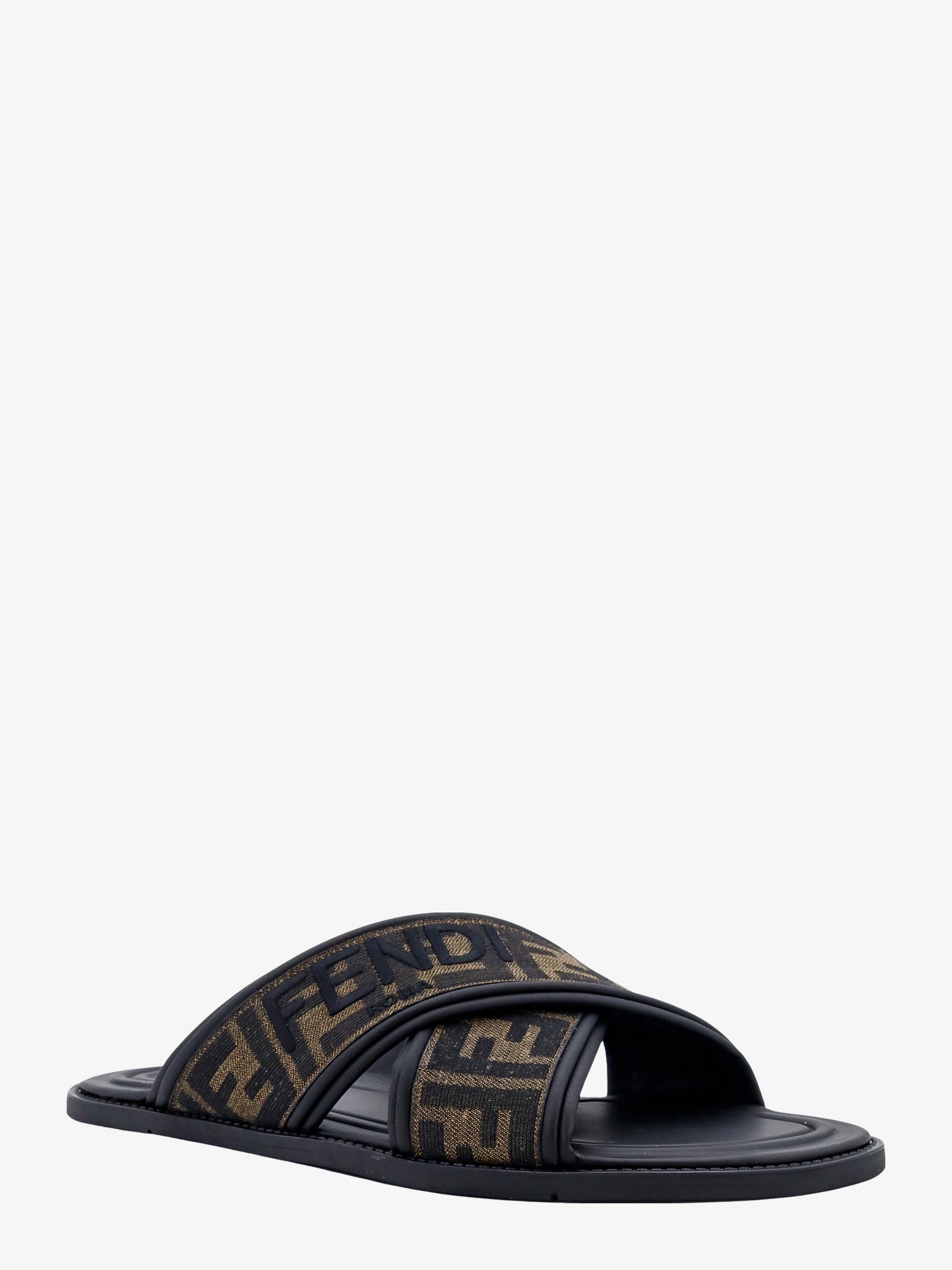Fendi Men Ff Jacquard Fabric Sandals With Embroidered Logo FENDI