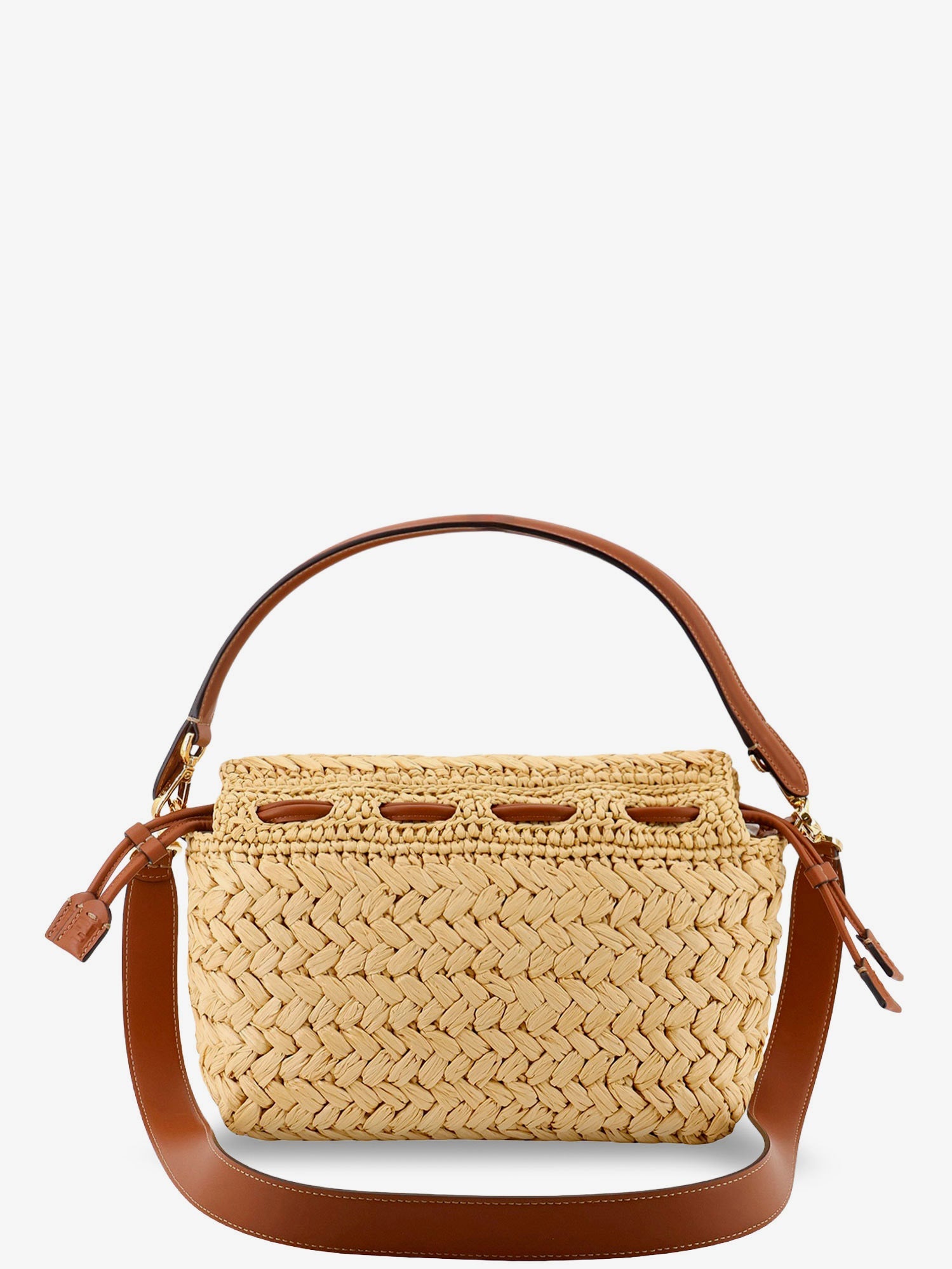 Fendi Women Mamma Baguette Medium Raffia Crossbody Bag FENDI