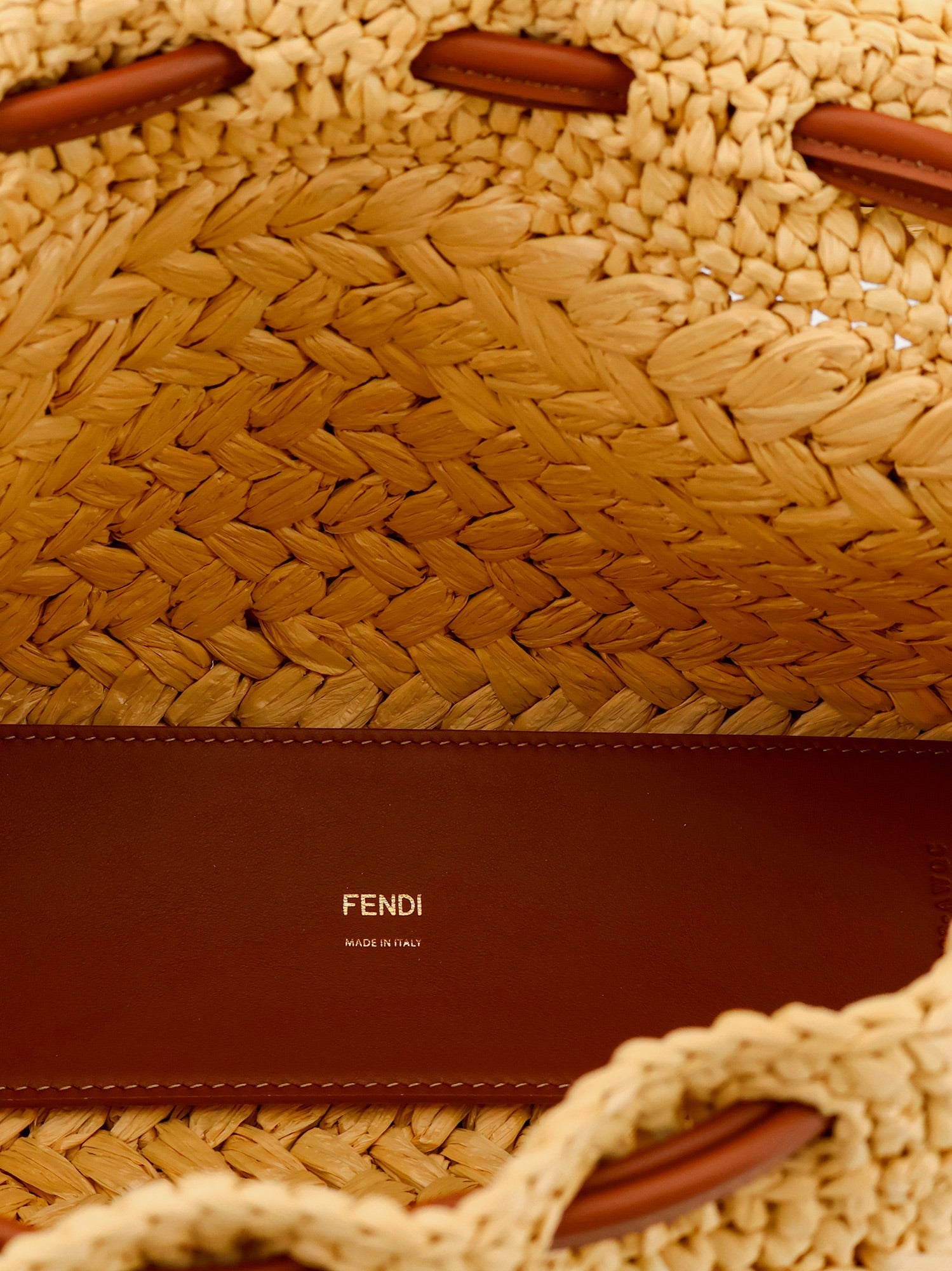 Fendi Women Mamma Baguette Medium Raffia Crossbody Bag FENDI