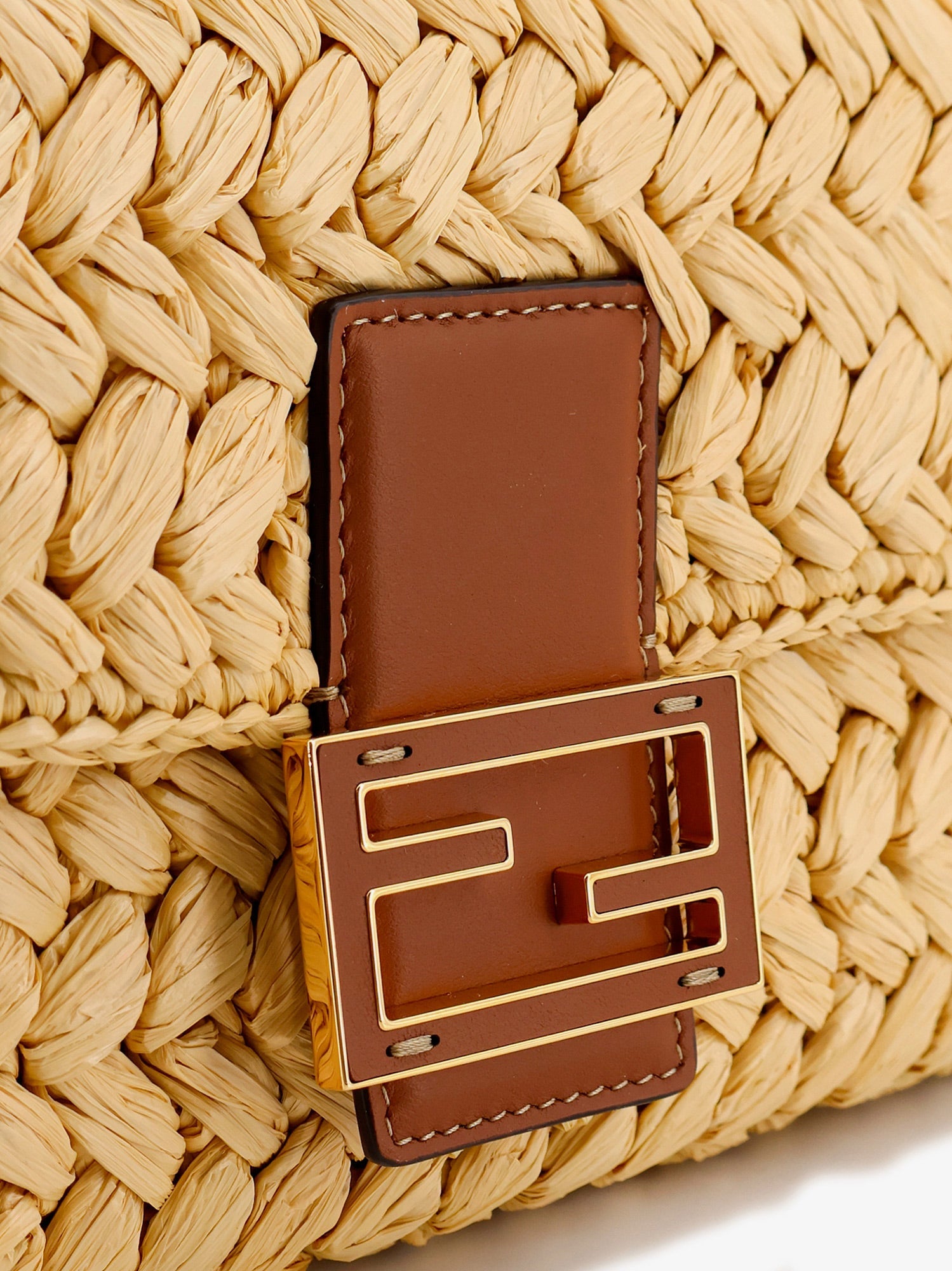 Fendi Women Mamma Baguette Medium Raffia Crossbody Bag FENDI