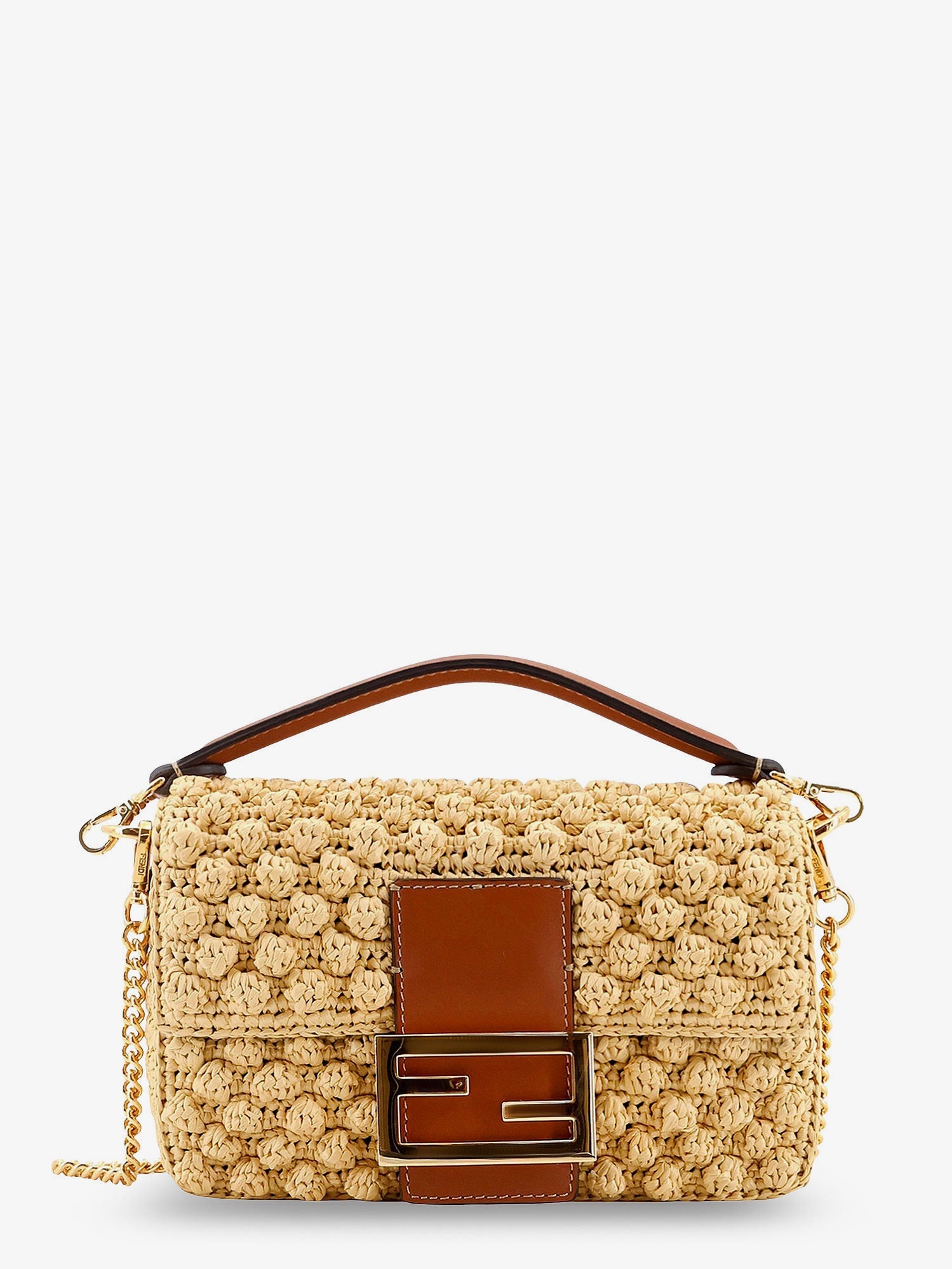 Fendi Women Baguetteâ® Mini Raffia Crossbody Bag FENDI