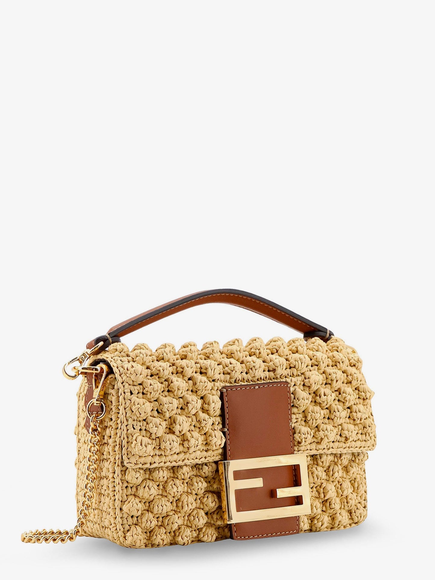 Fendi Women Baguetteâ® Mini Raffia Crossbody Bag FENDI