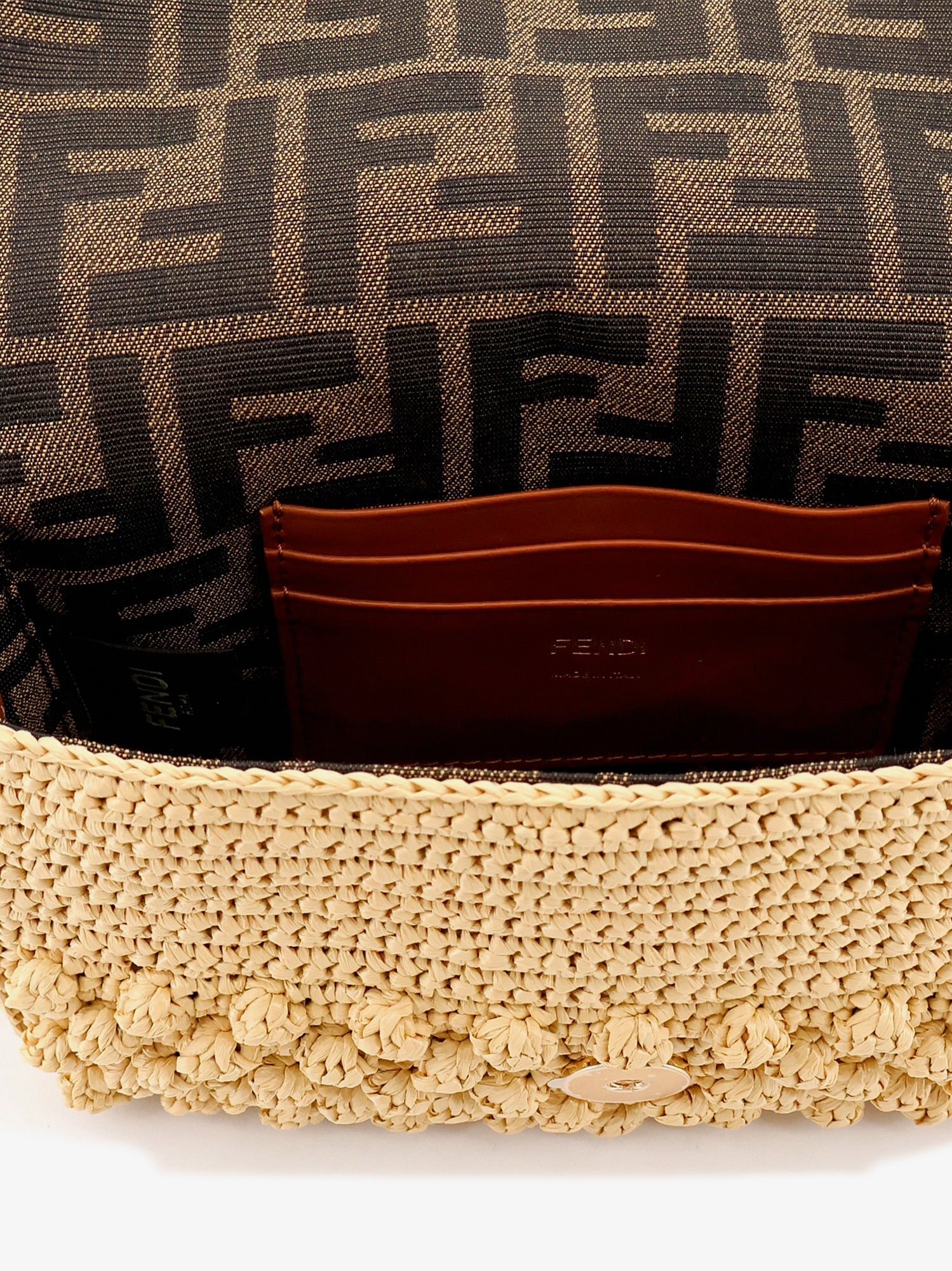 Fendi Women Baguetteâ® Mini Raffia Crossbody Bag FENDI