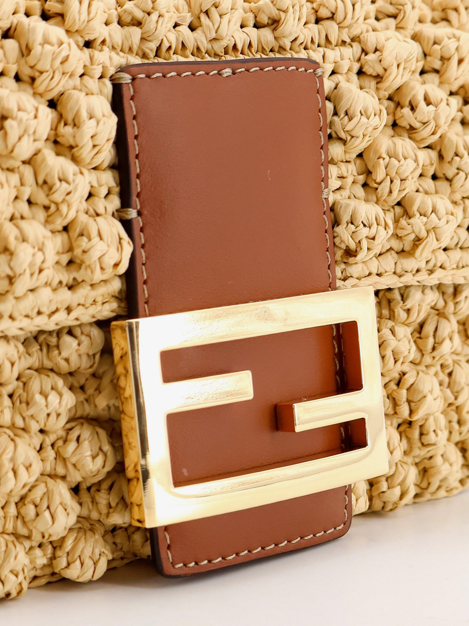 Fendi Women Baguetteâ® Mini Raffia Crossbody Bag FENDI