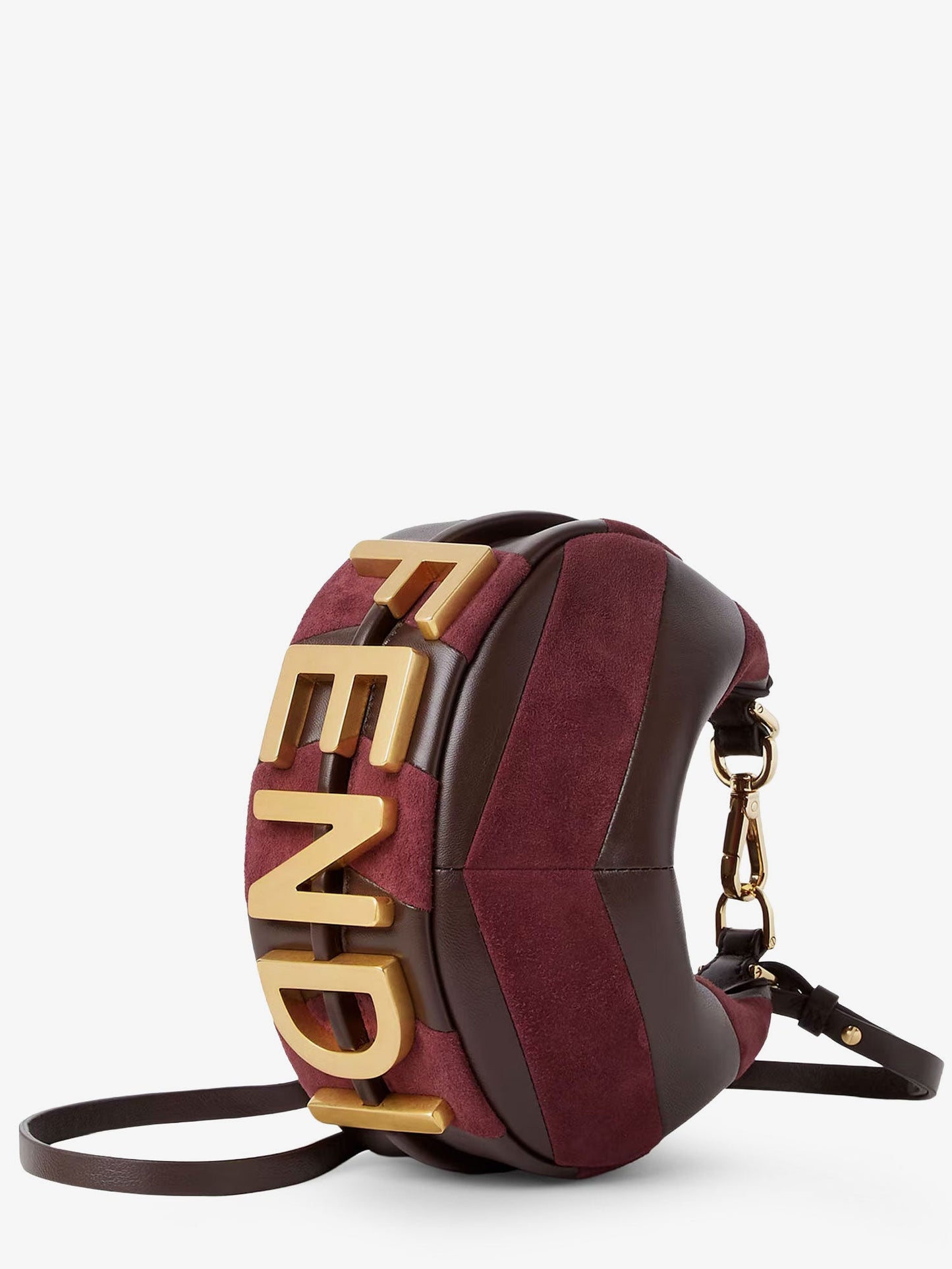 Fendi Women Fendigraphy Mini Leather Handbag With Metal Lettering Logo FENDI