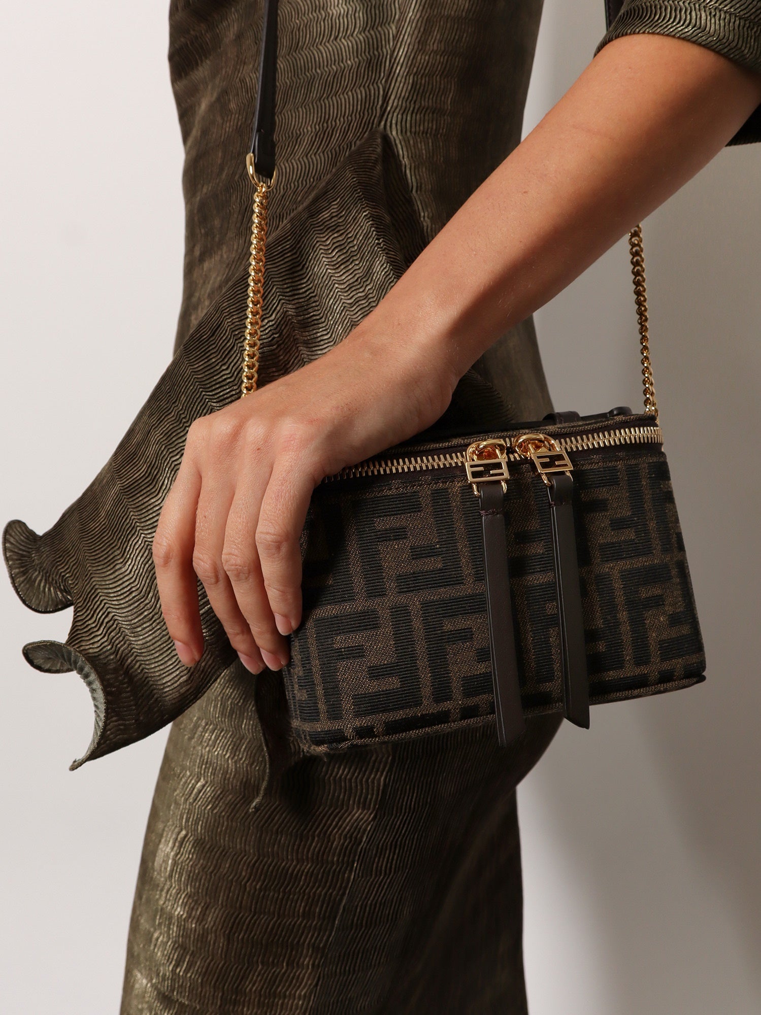 Fendi Women Vanity Crossbody Bag In Ff Jacquard Fabric FENDI