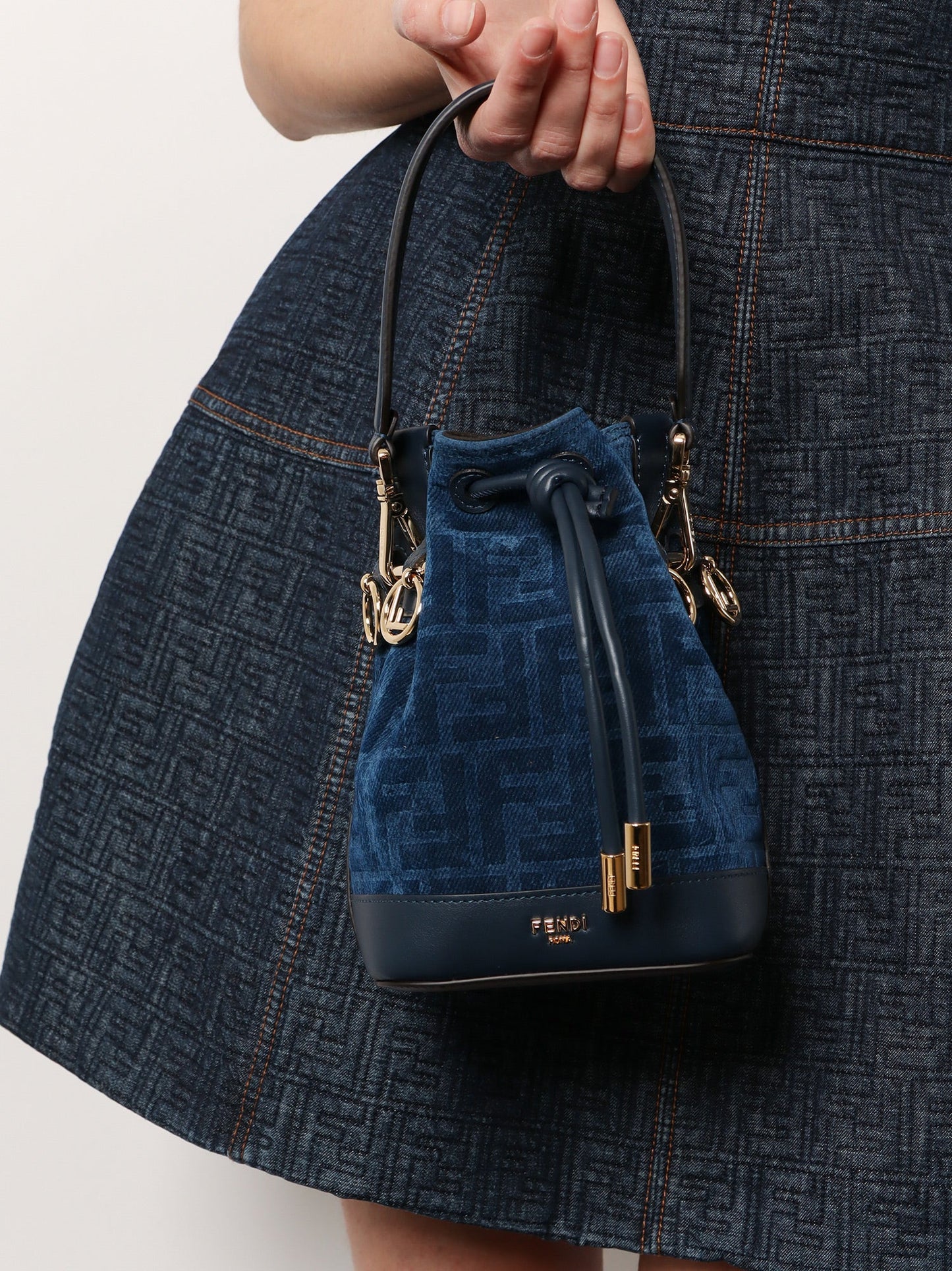 Fendi Women Mon Tresor Ff Flocked Denim Crossbody Bag FENDI
